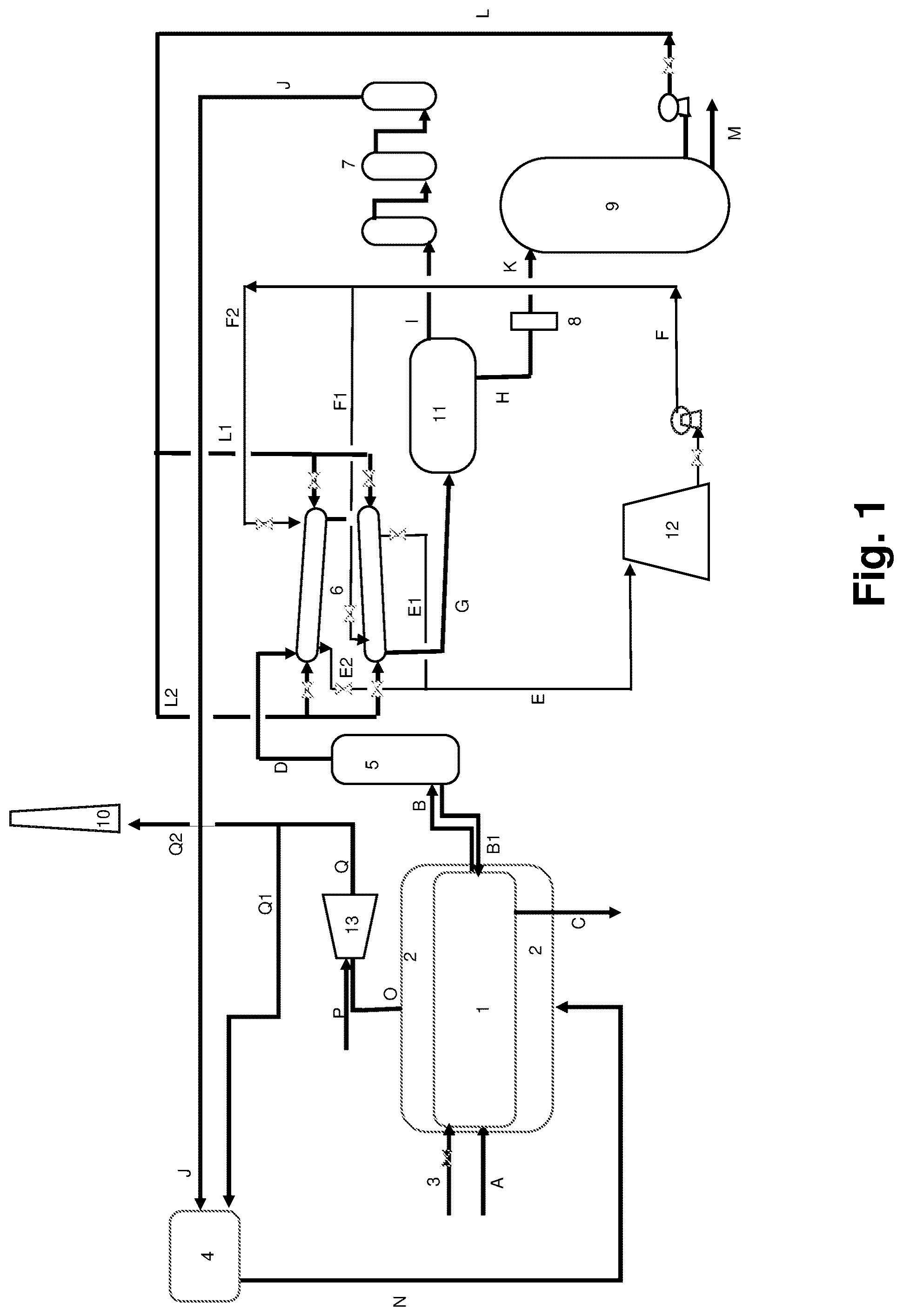 Patent US12319819 Figure 1 – Thermolysis system and method for obtaining recovered carbon black and fuel from disused tires