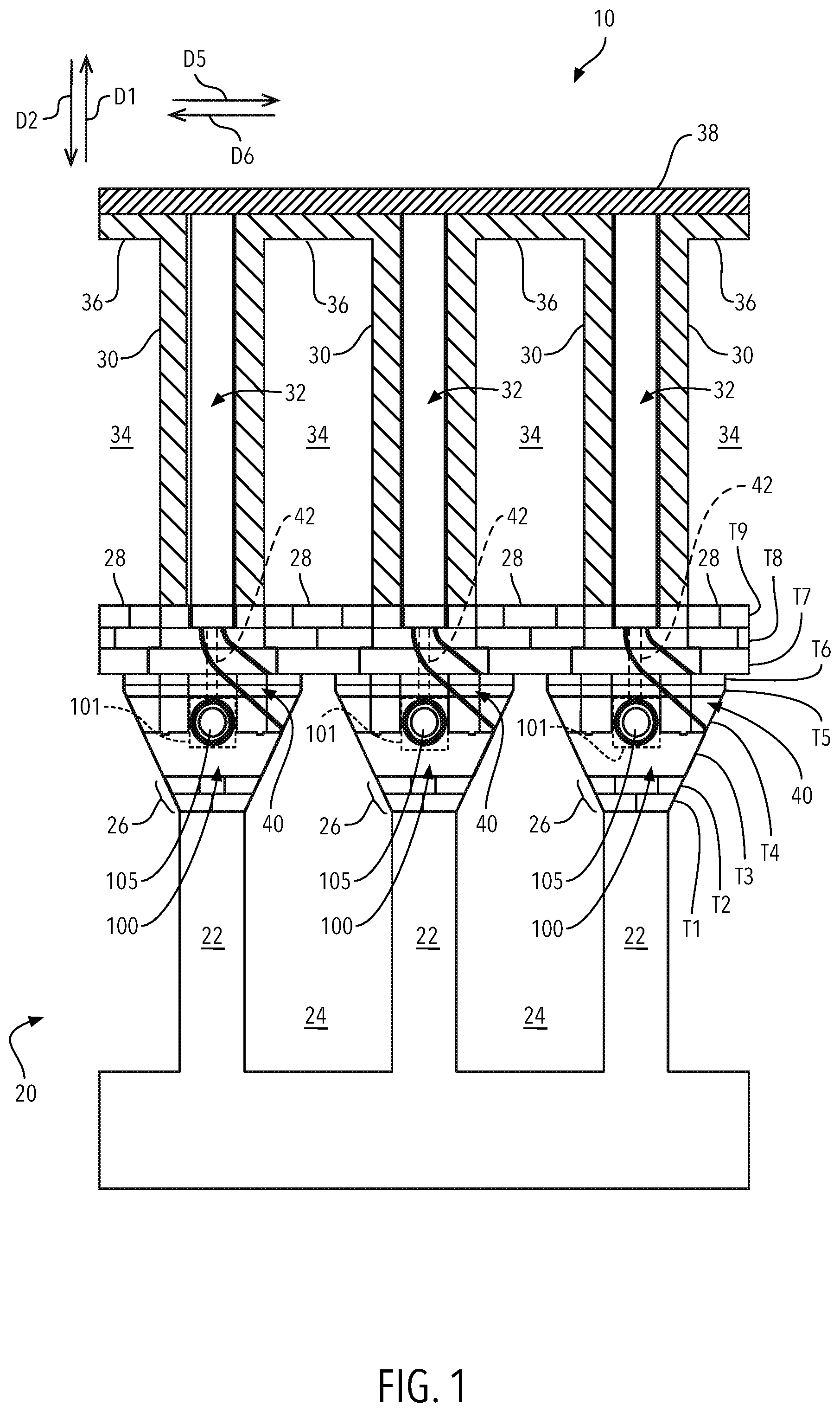 Patent US12319874 Figure 1 – Corbel for a coke oven or coke oven battery