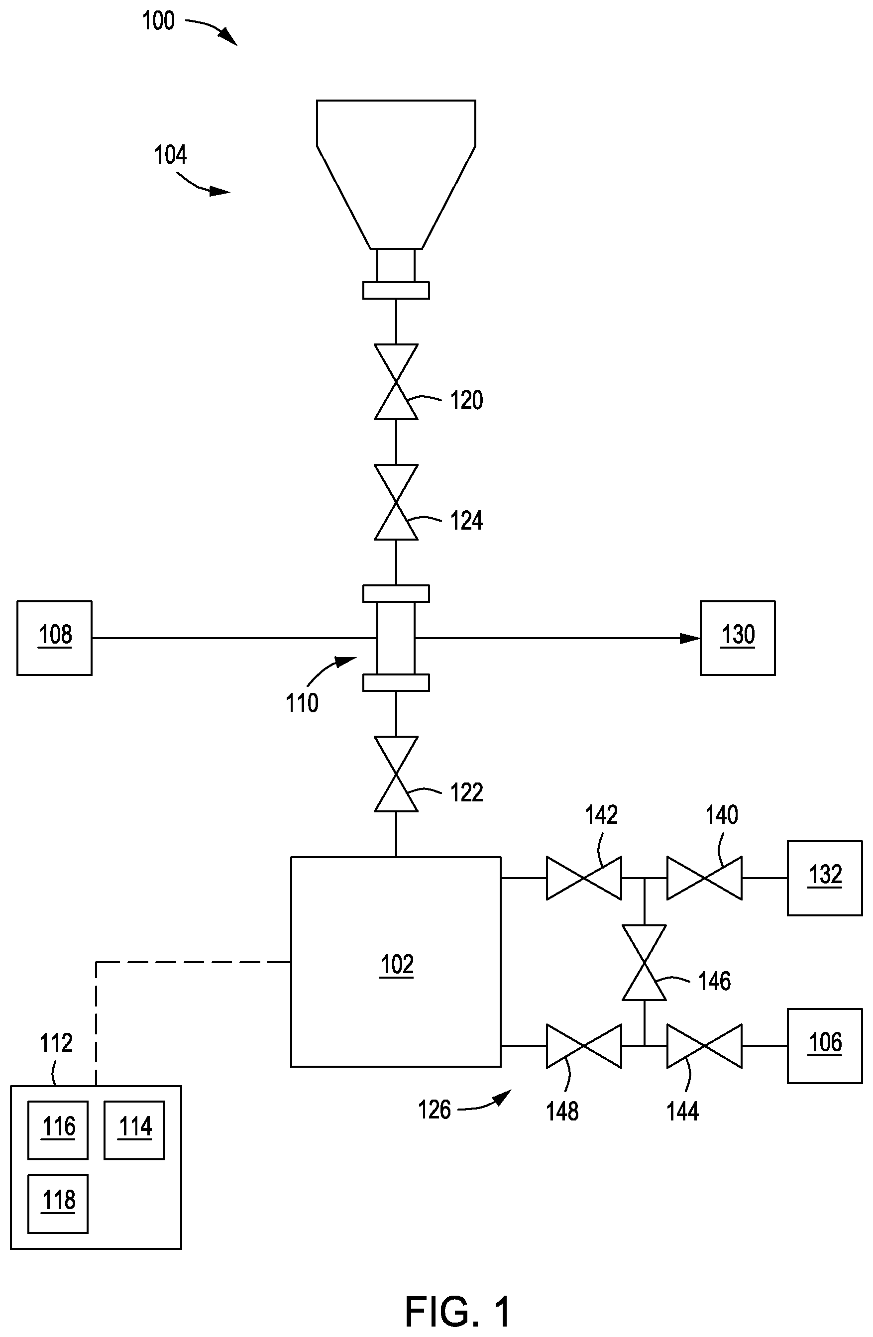 Patent US12319999 Figure 1 – Refillable large volume solid precursor sublimation vessel