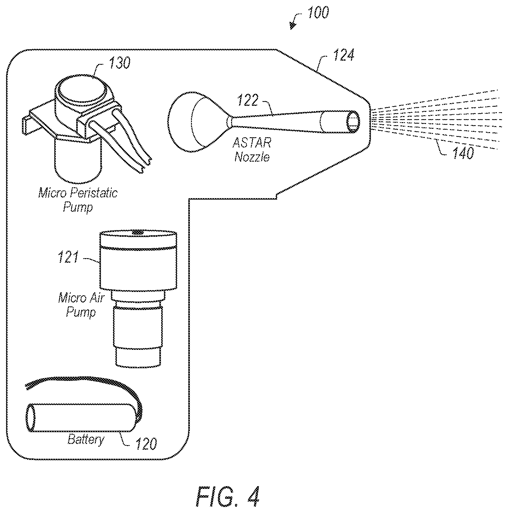 Patent US12320037 Figure 3 – Handheld/portable apparatus for the production of fine fibers