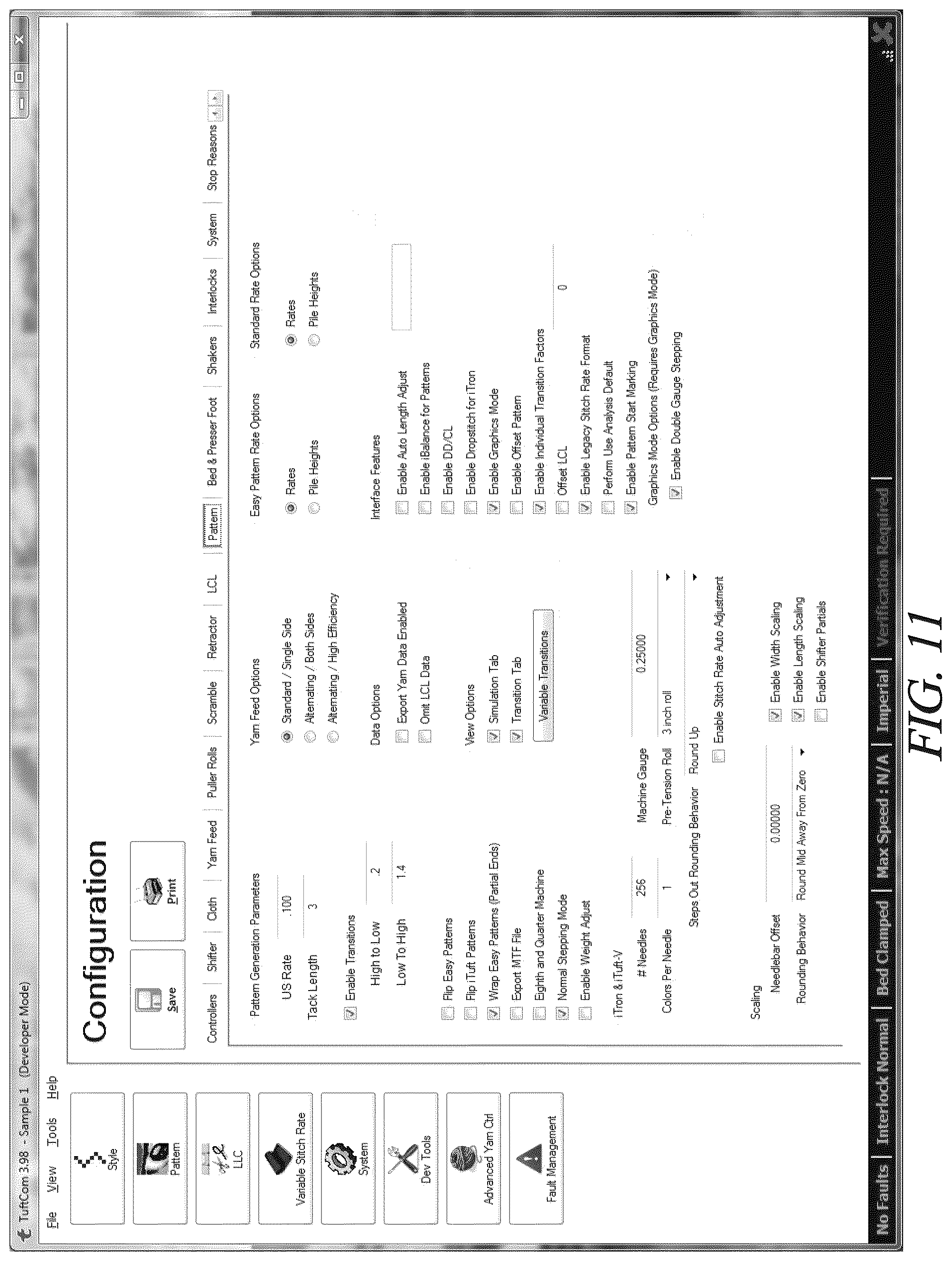 Patent US12320049 Figure 11 – Advanced stitch placement with backing shifting
