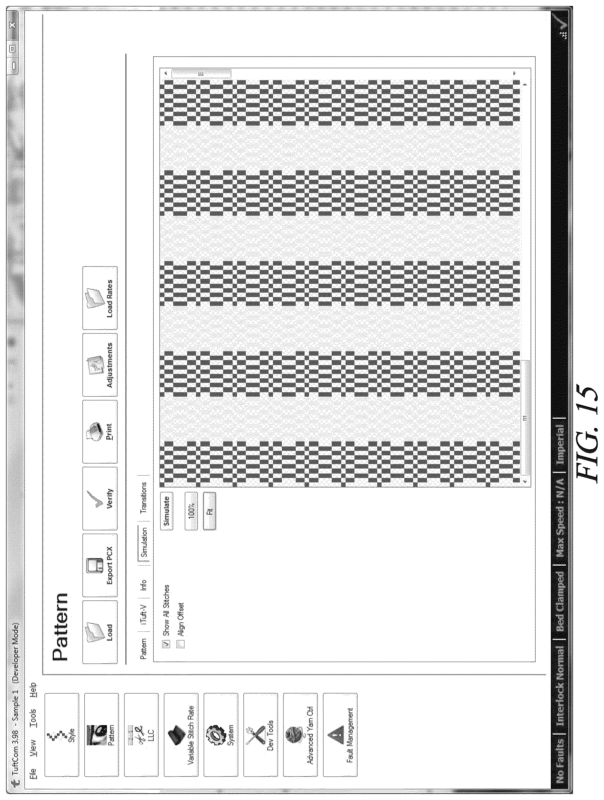 Patent US12320049 Figure 15 – Advanced stitch placement with backing shifting