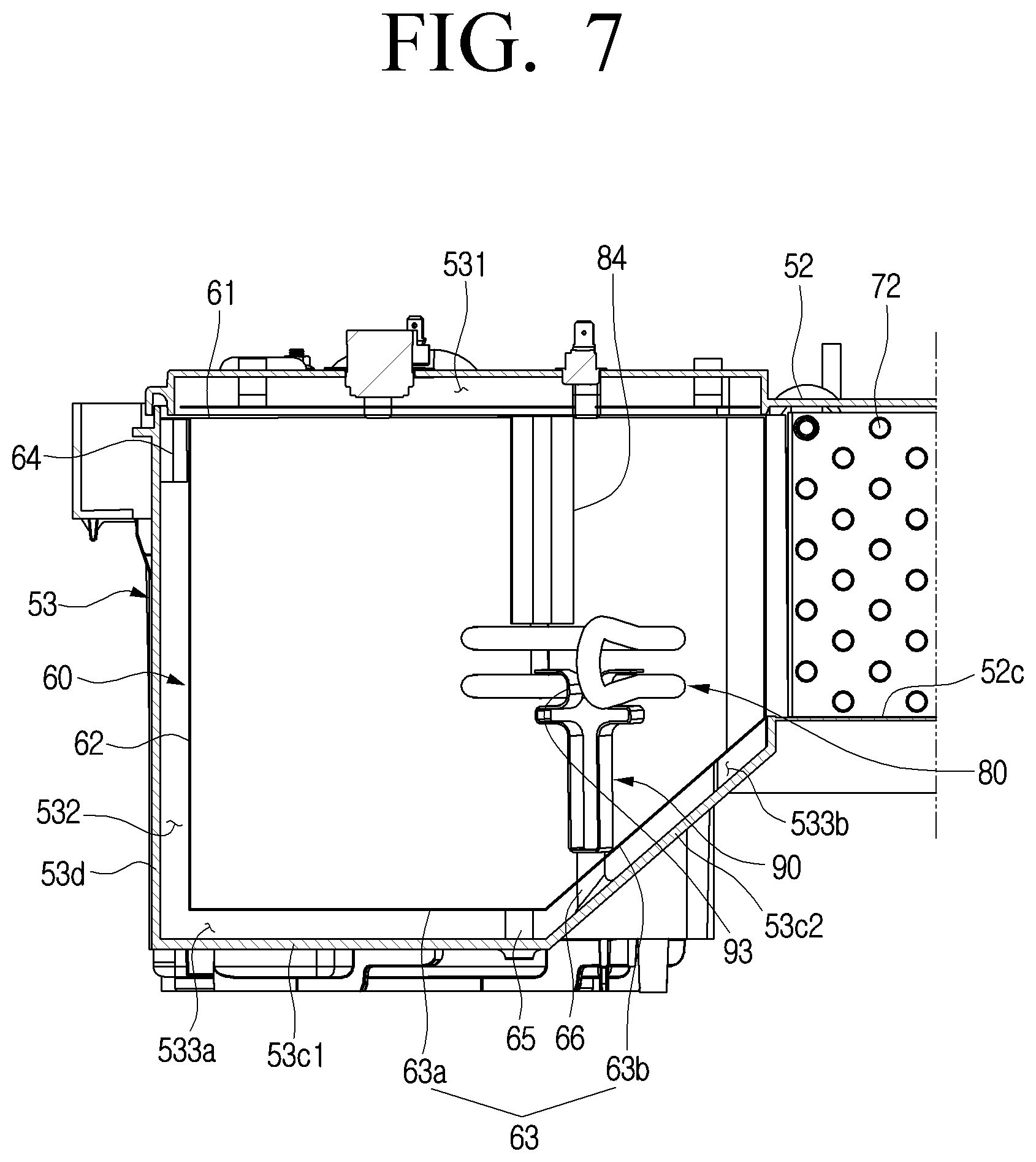 Patent US12320051 Figure 7 – Washing machine with drying function