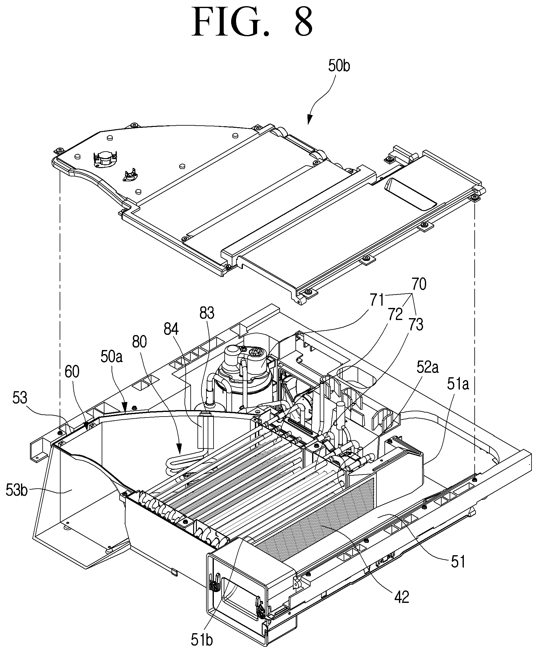 Patent US12320051 Figure 8 – Washing machine with drying function
