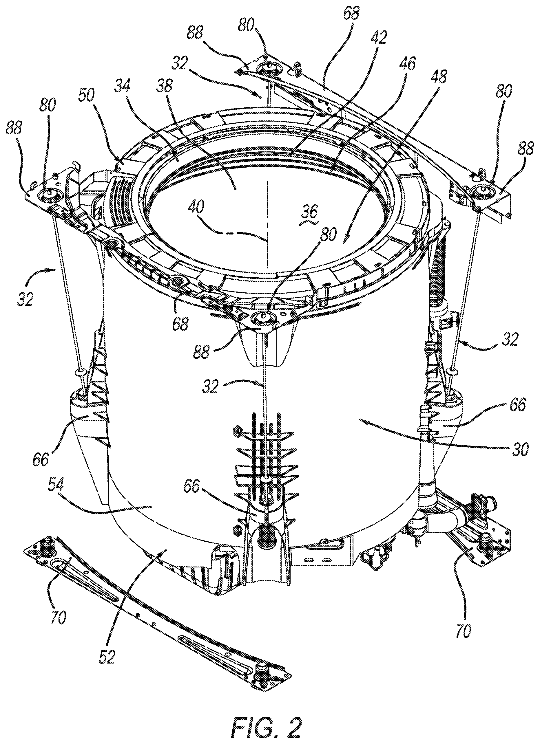 Patent US12320055 Figure 2 – Suspension mount for a top load washing machine