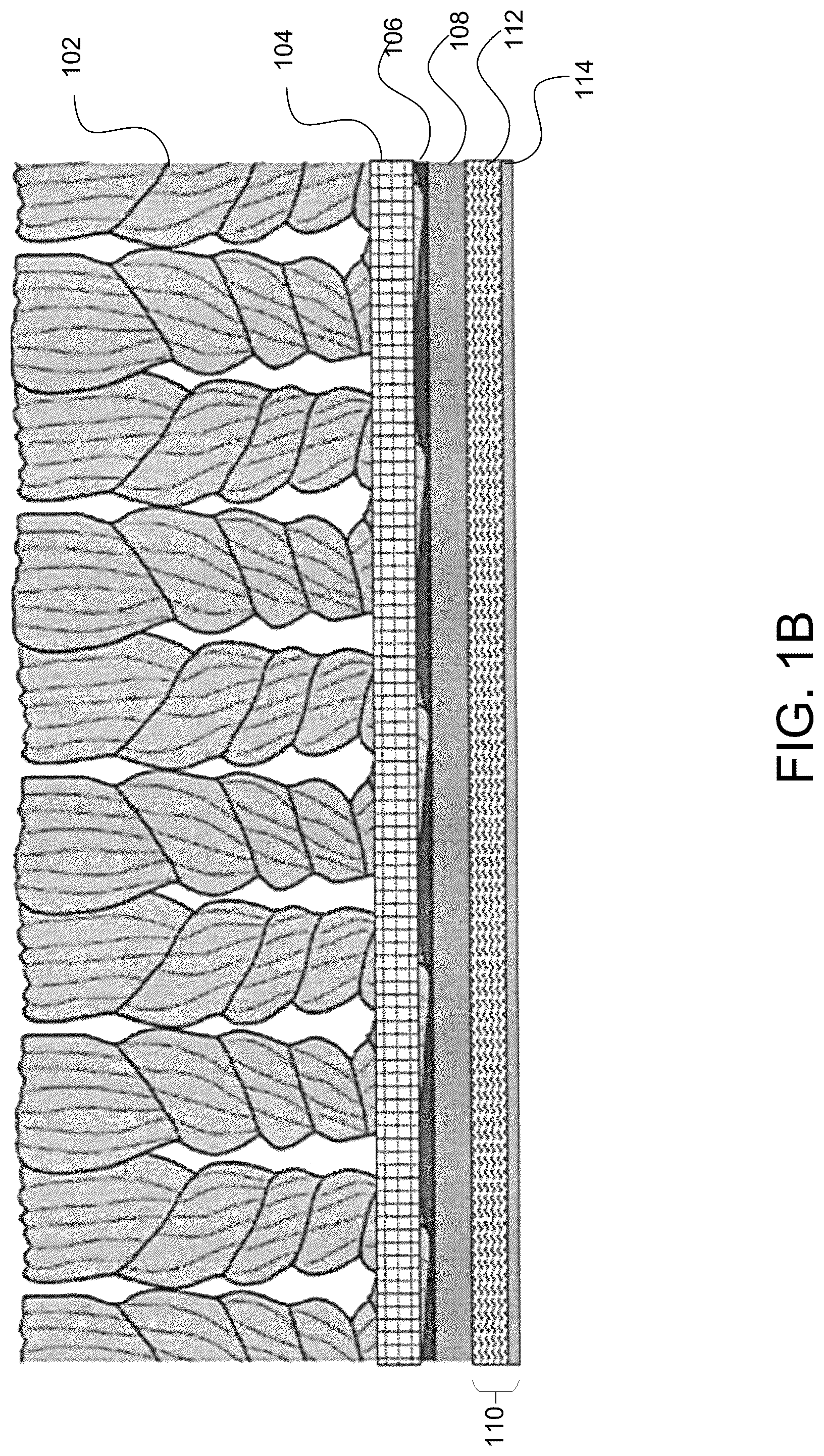 Patent US12320064 Figure 2 – Carpet tile with wet laid dual layer nonwoven mat