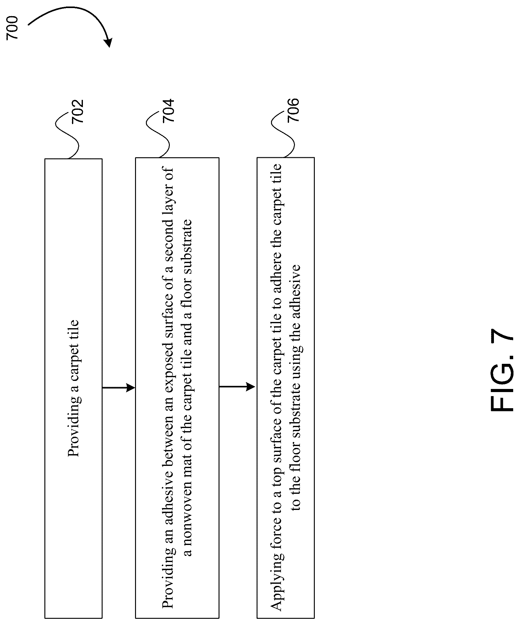 Patent US12320064 Figure 8 – Carpet tile with wet laid dual layer nonwoven mat
