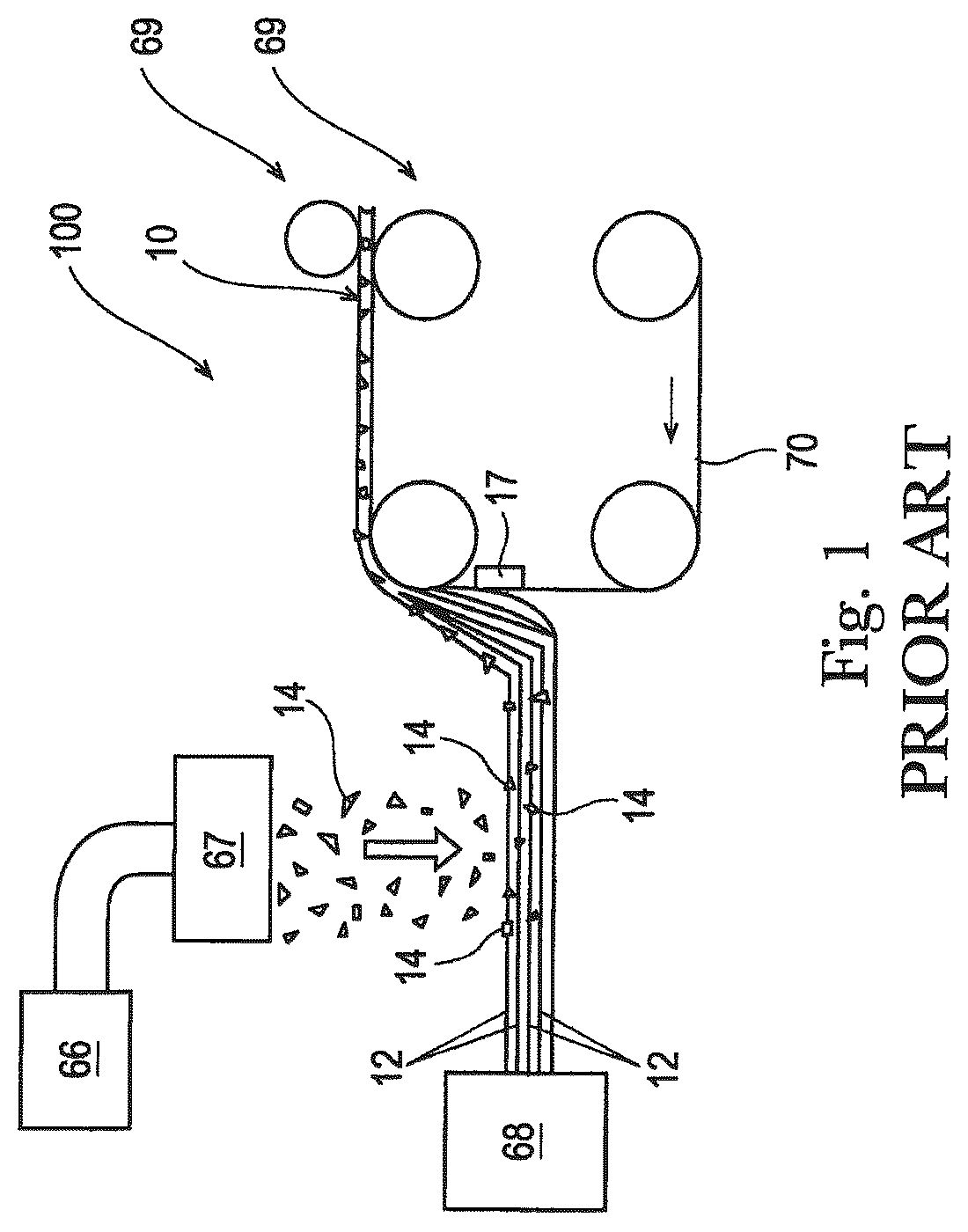 Patent US12320073 Figure 1 – Fibrous structures comprising regions having different micro-CT intensive property values and associated transition slopes