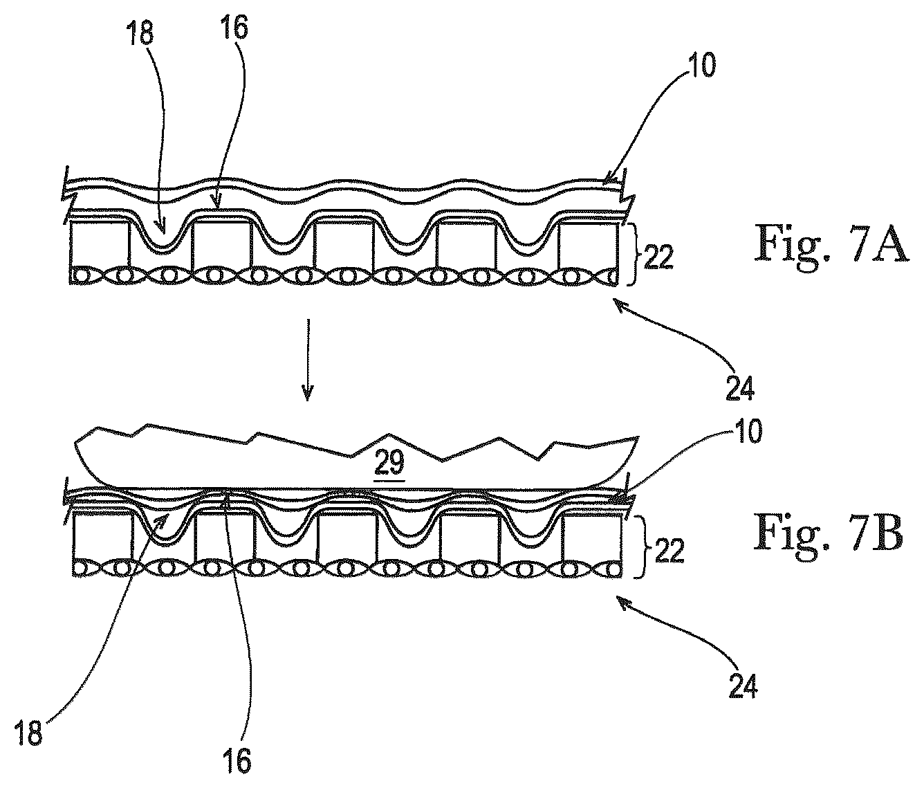 Patent US12320073 Figure 7 – Fibrous structures comprising regions having different micro-CT intensive property values and associated transition slopes
