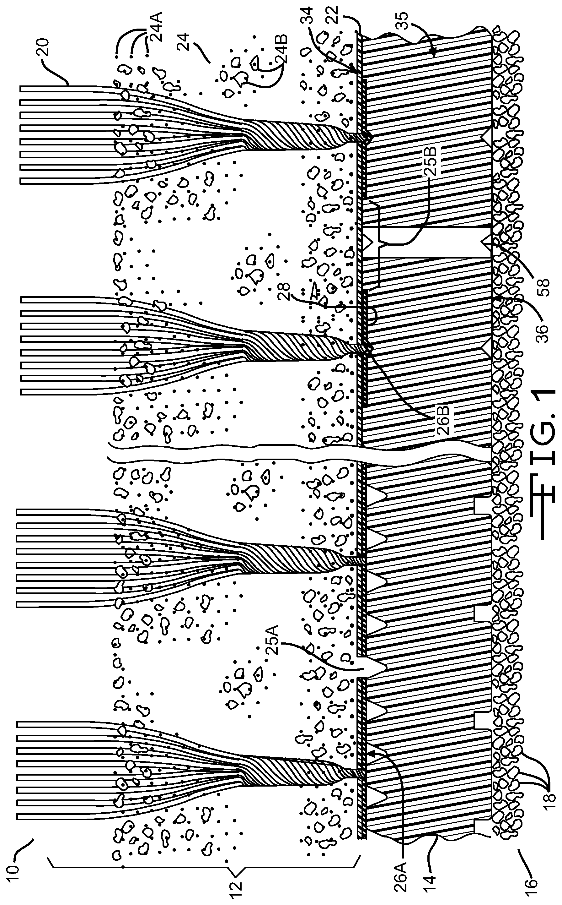 Patent US12320077 Figure 1 – Base for turf system