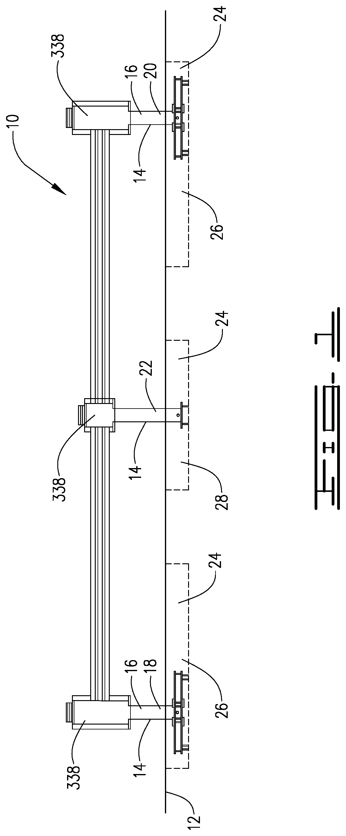 Patent US12320083 Figure 1 – Cable barrier with dual-column posts