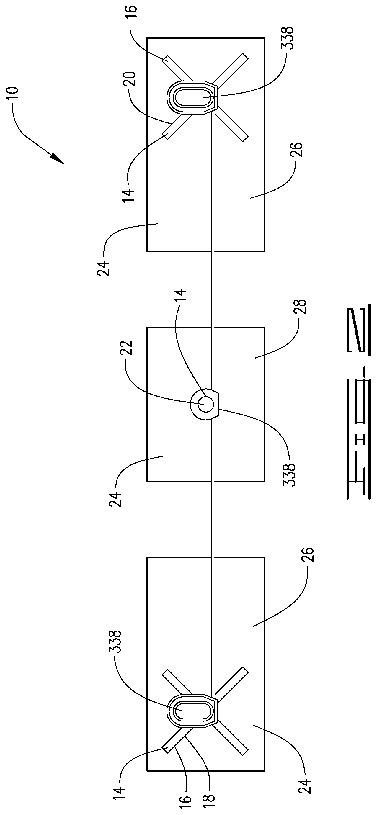 Patent US12320083 Figure 2 – Cable barrier with dual-column posts