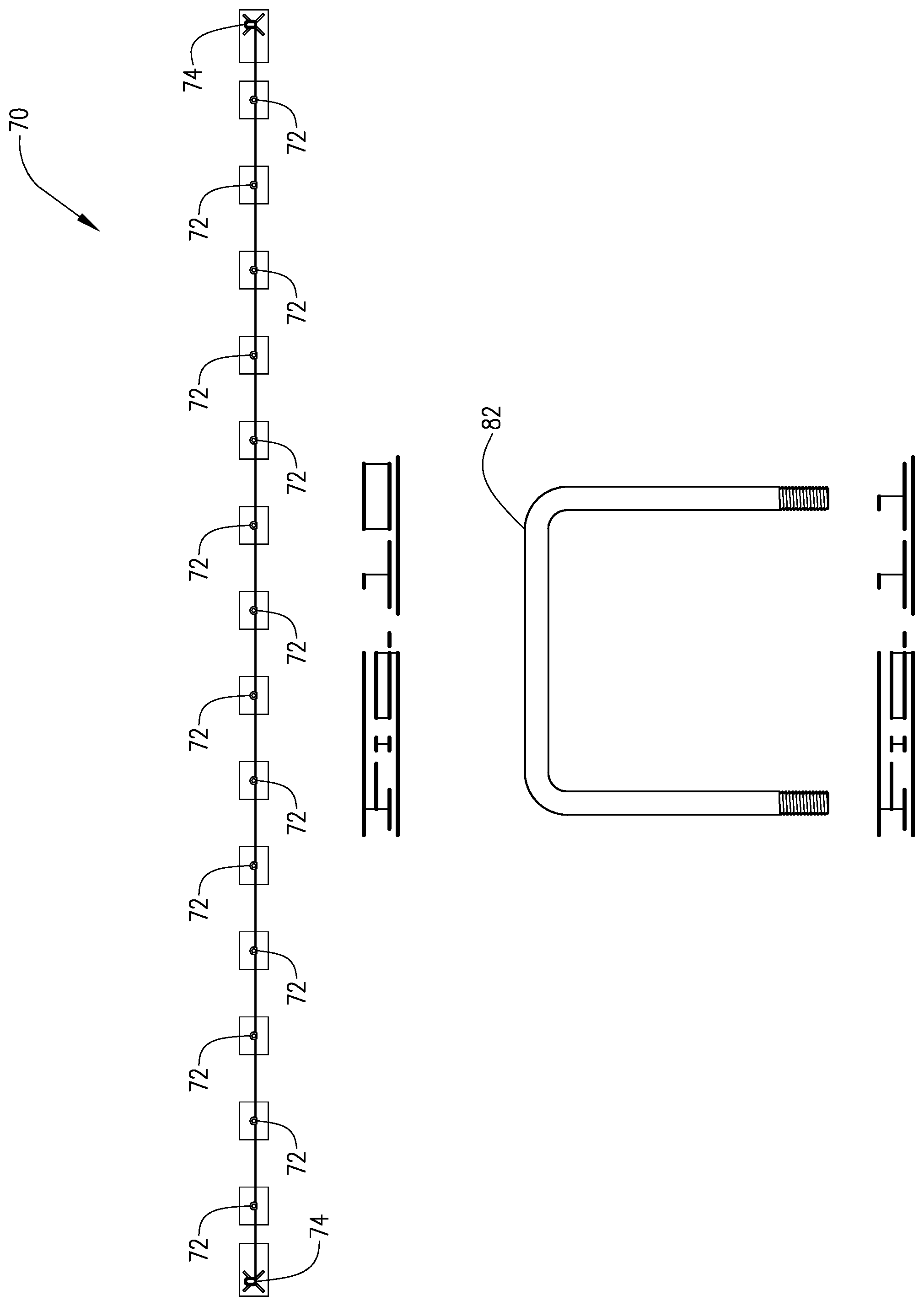 Patent US12320083 Figure 8 – Cable barrier with dual-column posts