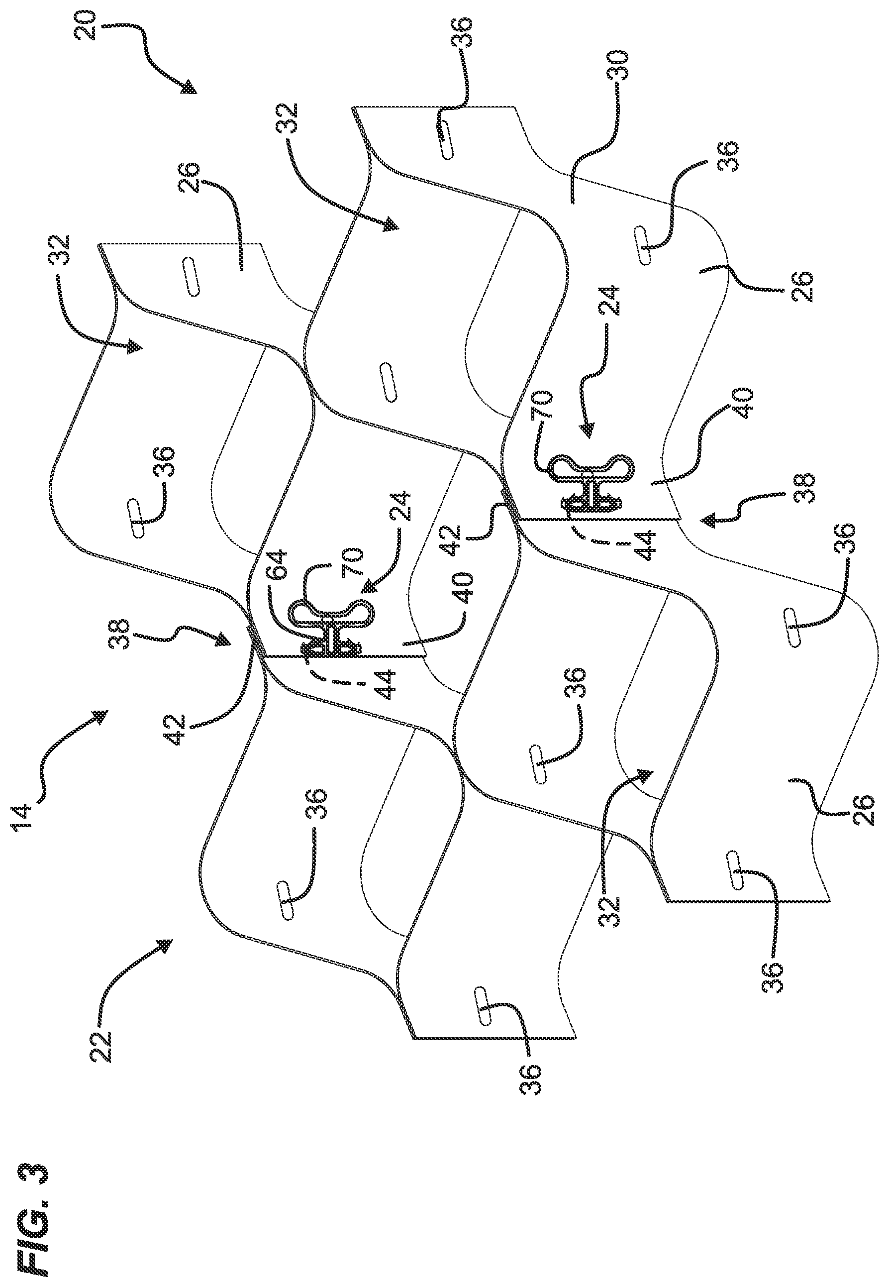 Patent US12320088 Figure 4 – Connection device for fastening expanded cell confinement structures and methods for doing the same