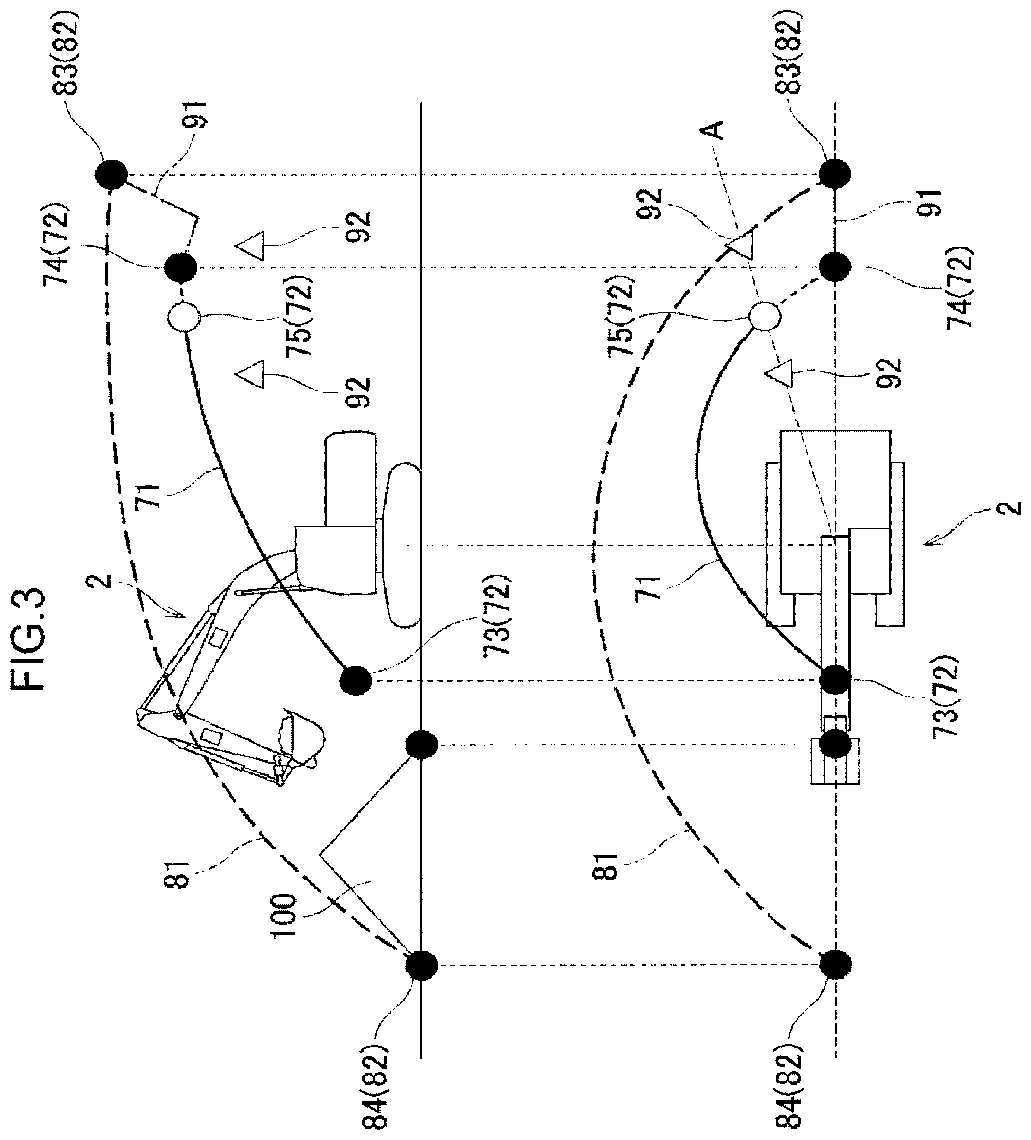 Patent US12320092 Figure 3 – System for setting target trajectory of attachment