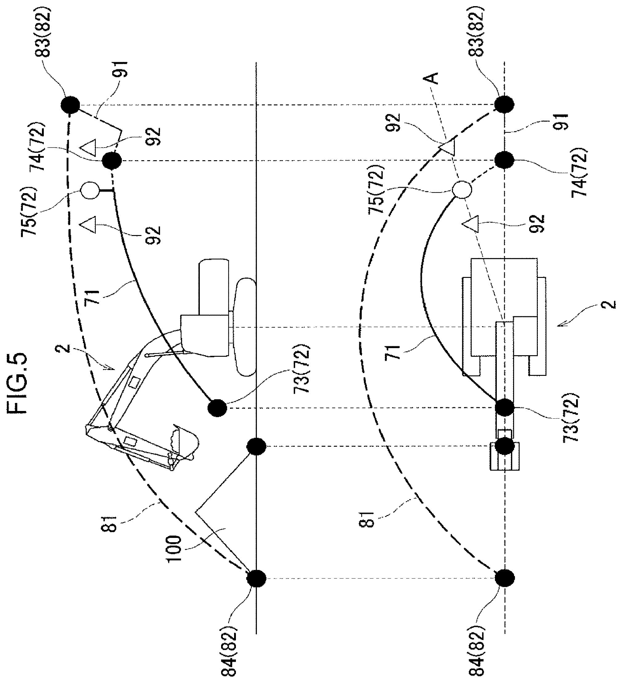 Patent US12320092 Figure 5 – System for setting target trajectory of attachment