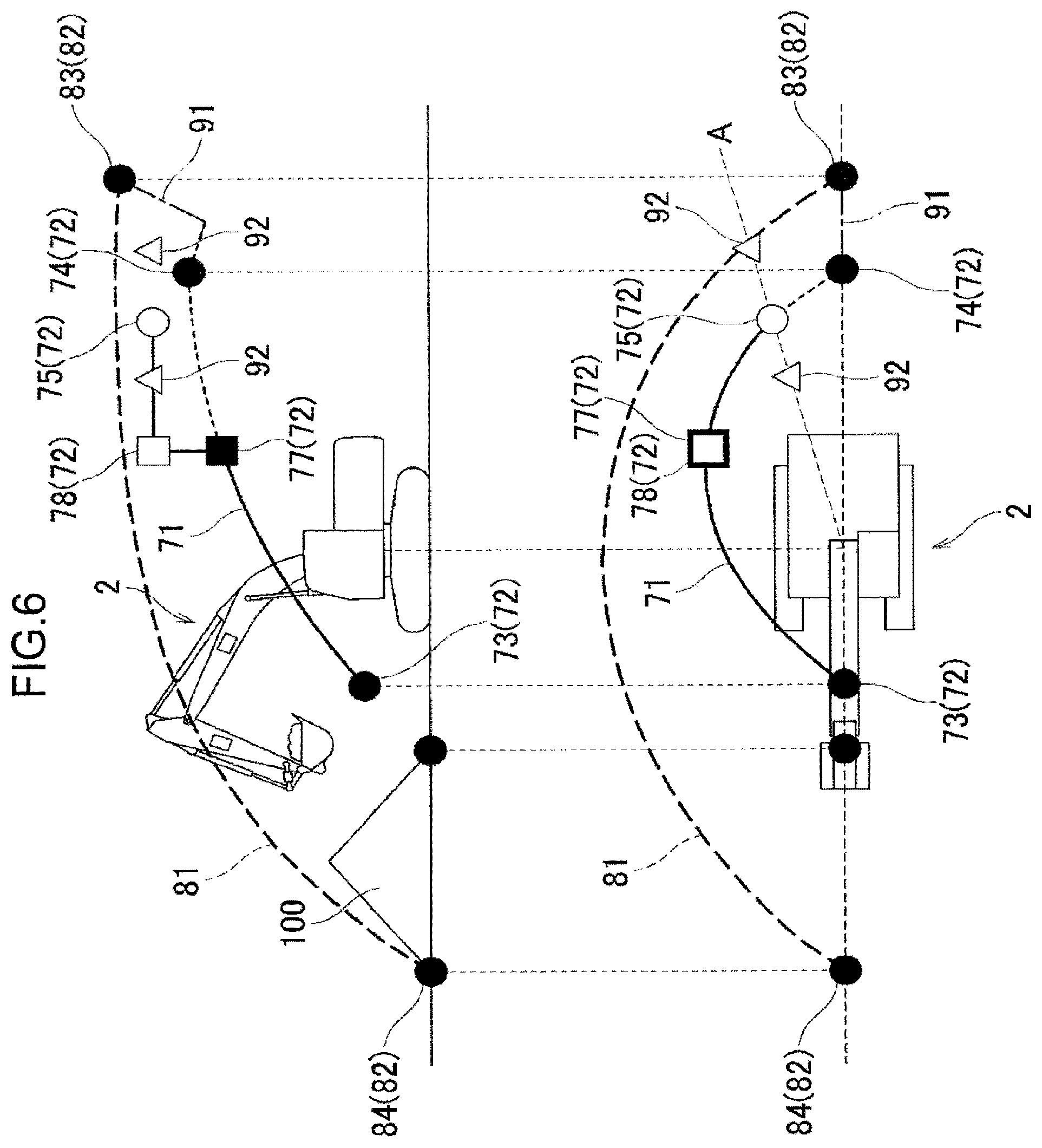 Patent US12320092 Figure 6 – System for setting target trajectory of attachment