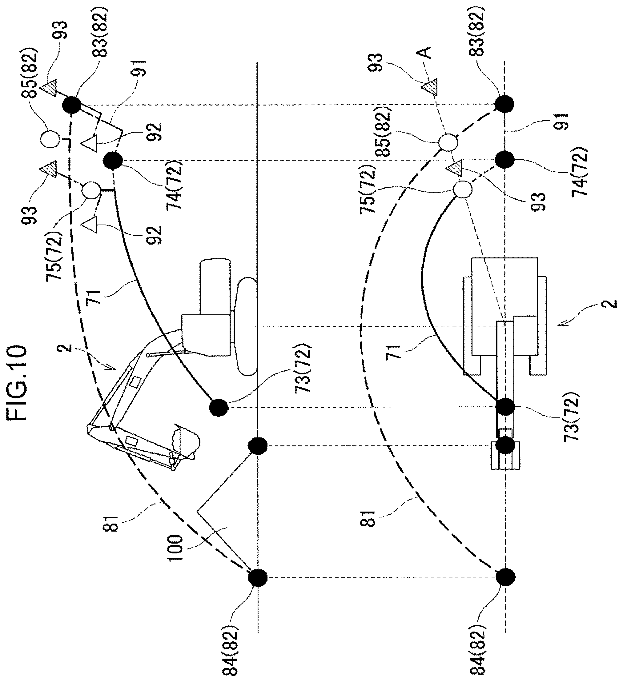 Patent US12320092 Figure 10 – System for setting target trajectory of attachment