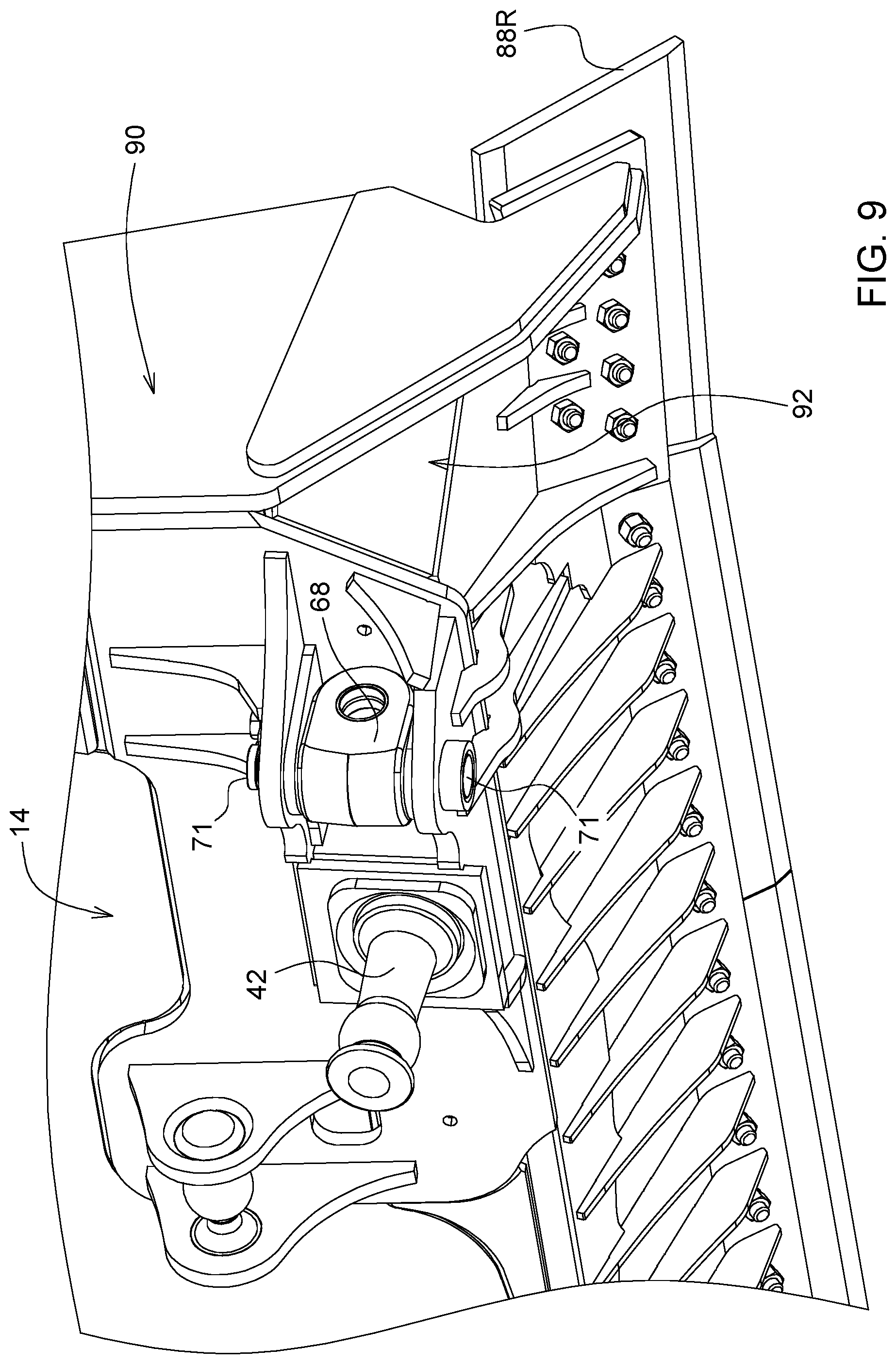 Patent US12320093 Figure 12 – Crawler dozer blade corner visibility