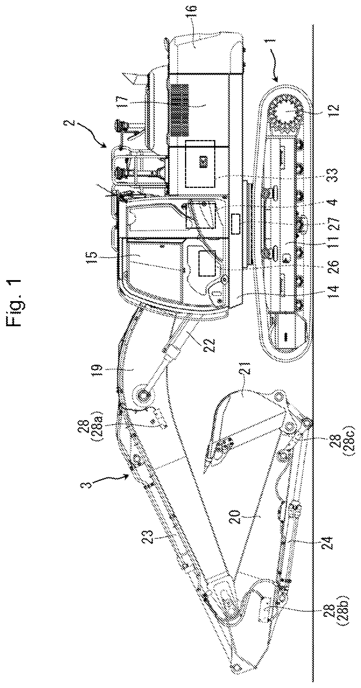 Patent US12320097 Figure 1 – Work machine