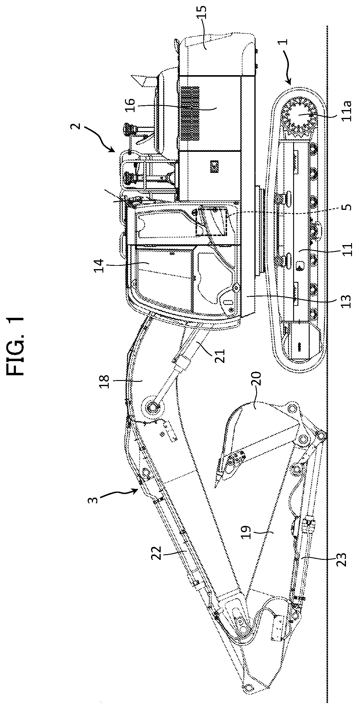 Patent US12320098 Figure 1 – Work machine