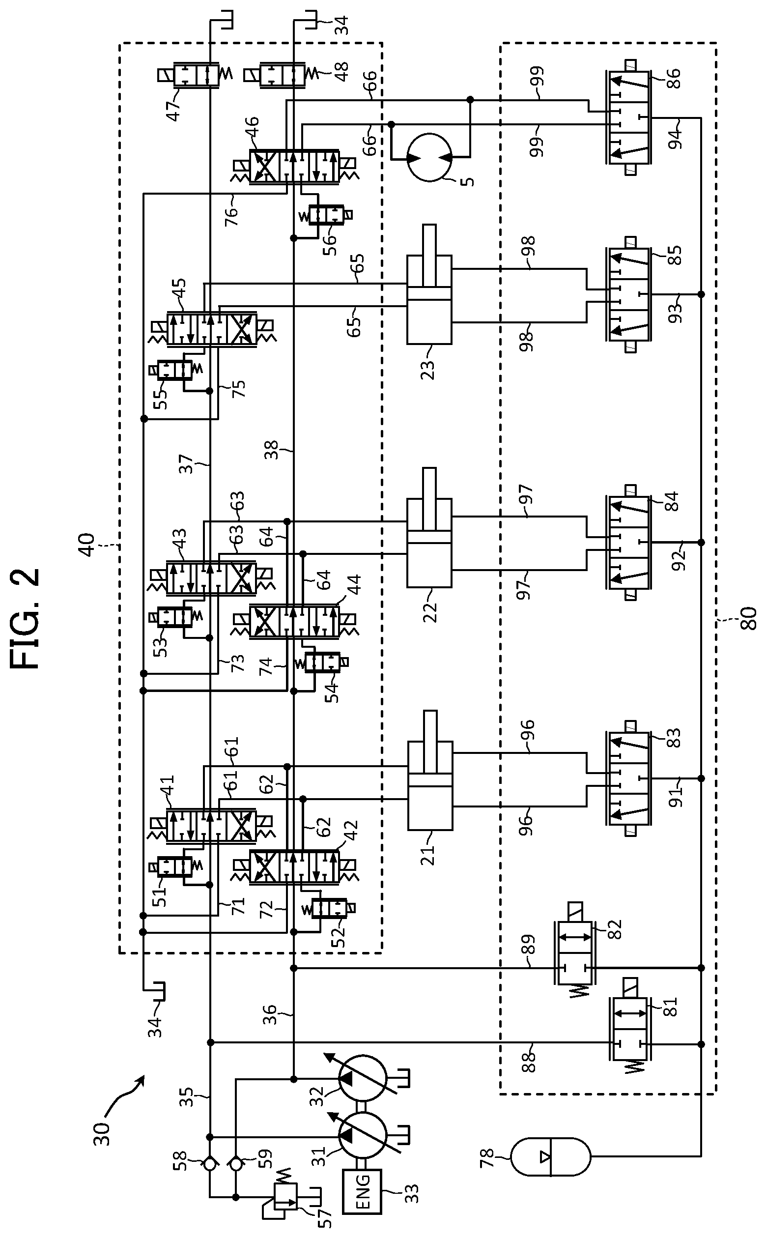Patent US12320098 Figure 2 – Work machine