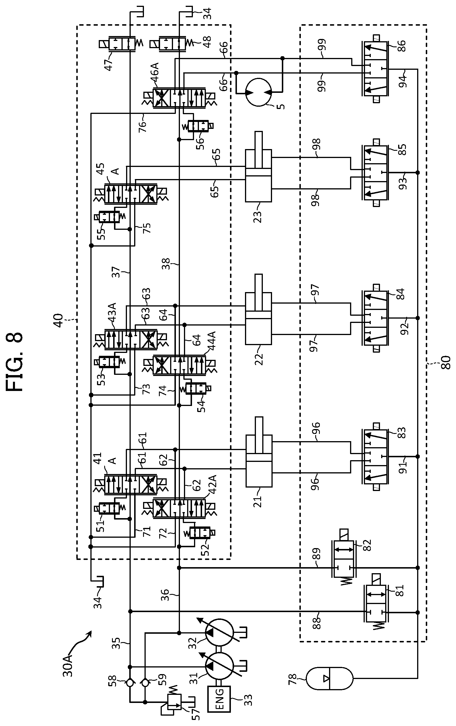 Patent US12320098 Figure 7 – Work machine