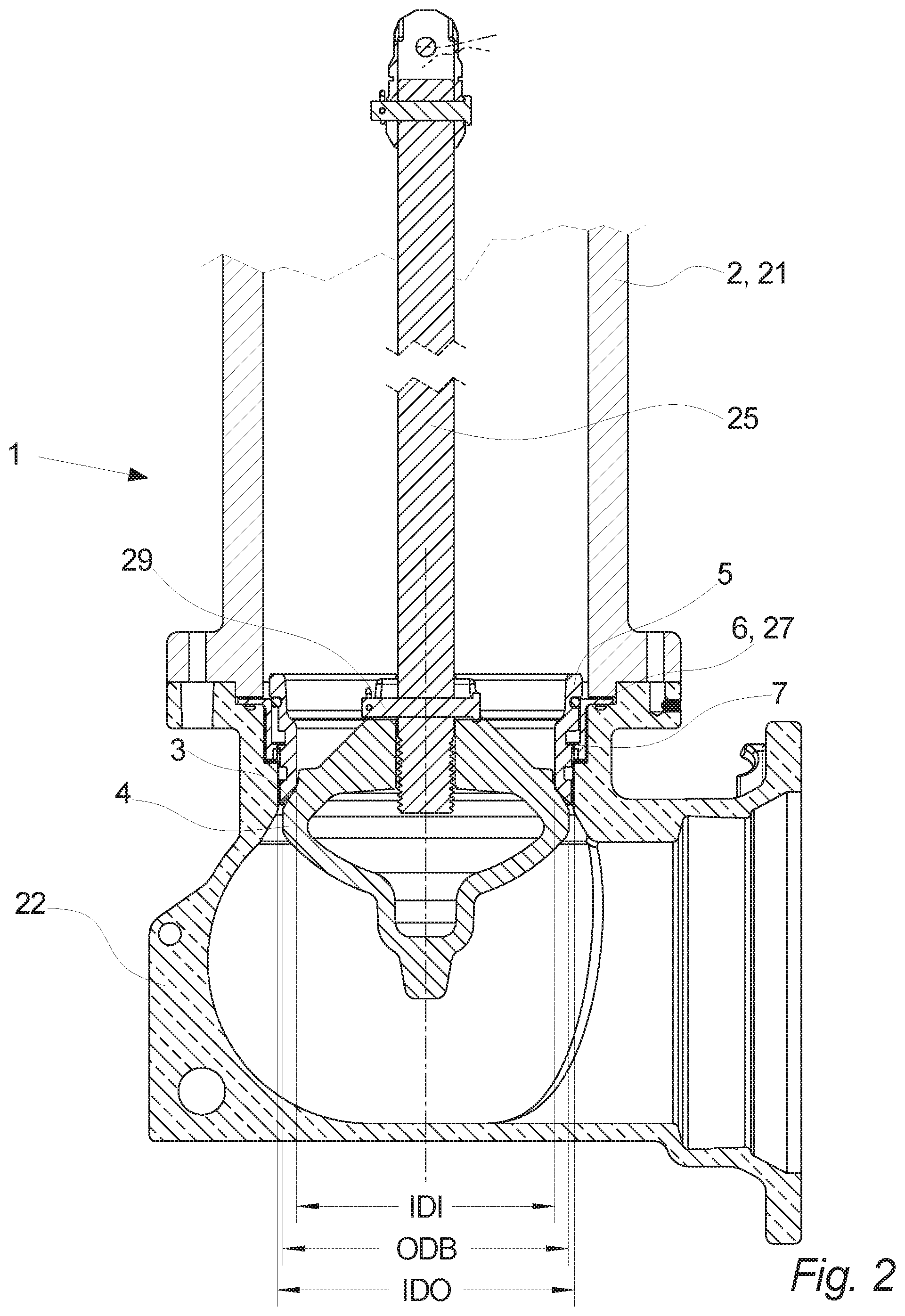 Patent US12320103 Figure 2 – Hydrant comprising a hydrant housing and a valve seat and a method for mounting a valve seat in a hydrant