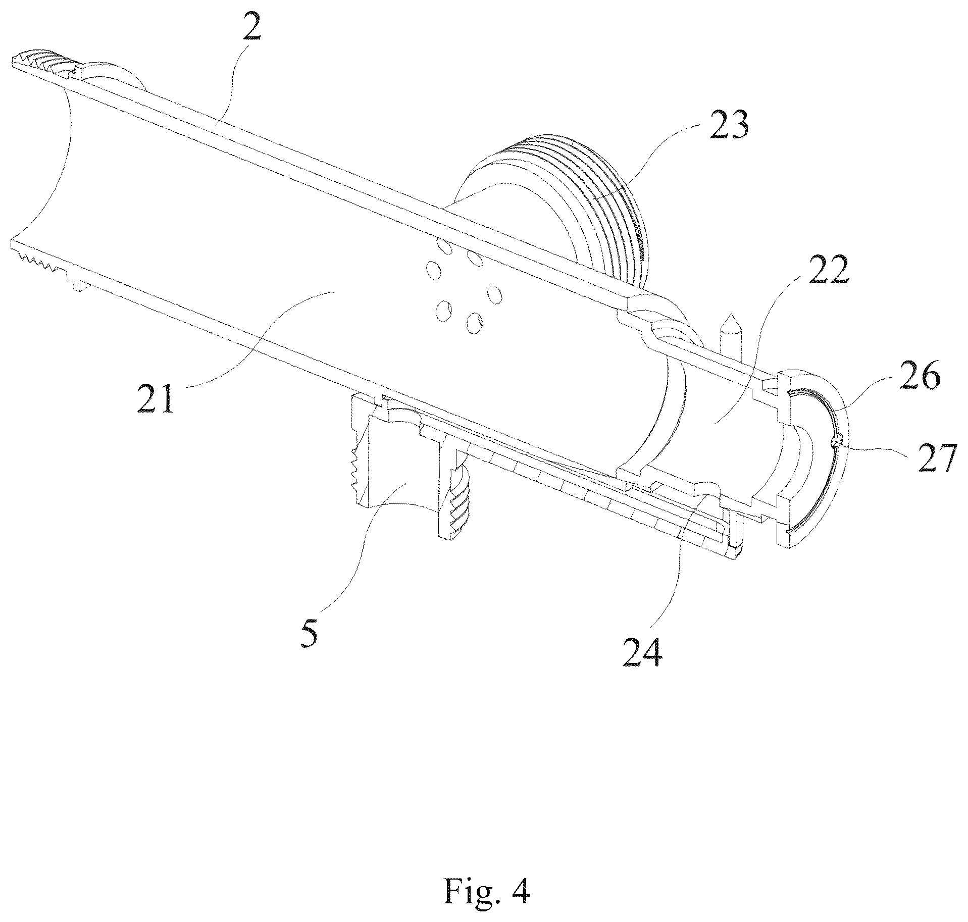 Patent US12320105 Figure 4 – Shower head and receptacle combination device with outlet water filtering function