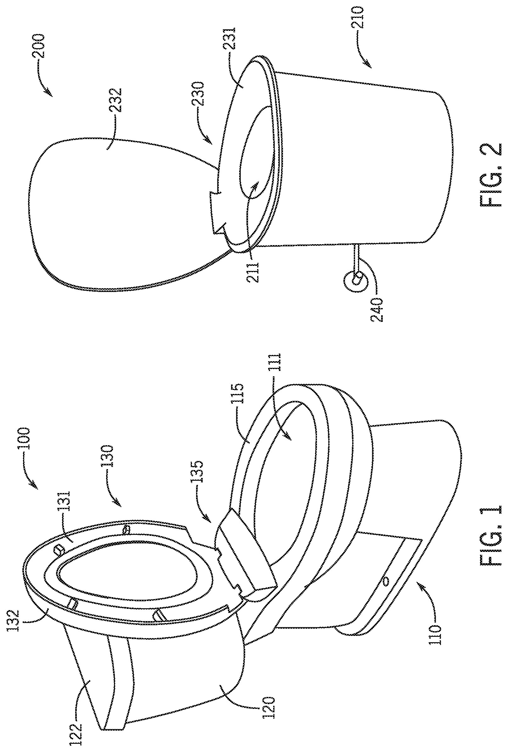 Patent US12320110 Figure 1 – Clean toilet and accessories