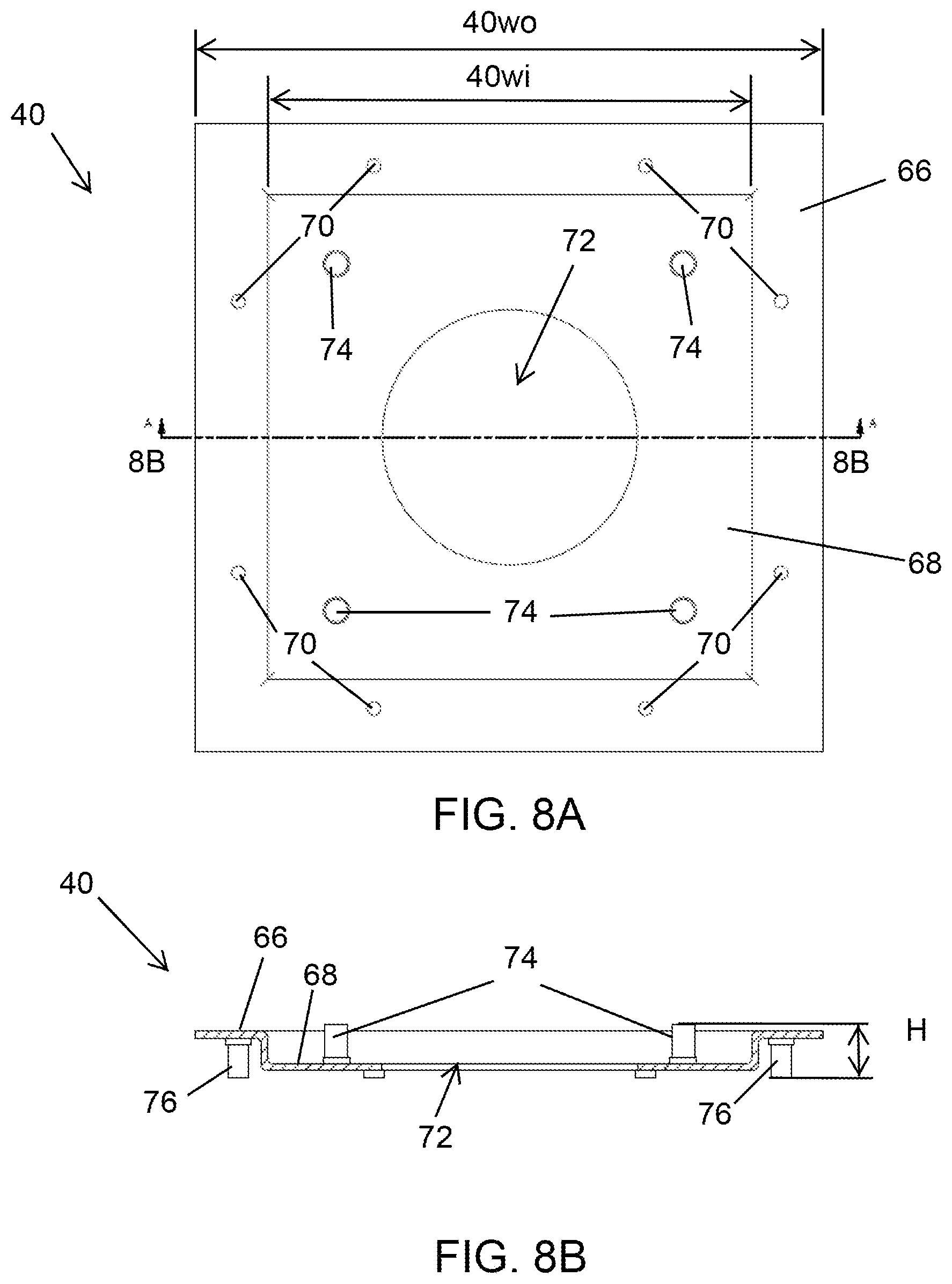Patent US12320112 Figure 8 – Modular drain assembly for pod constructed room
