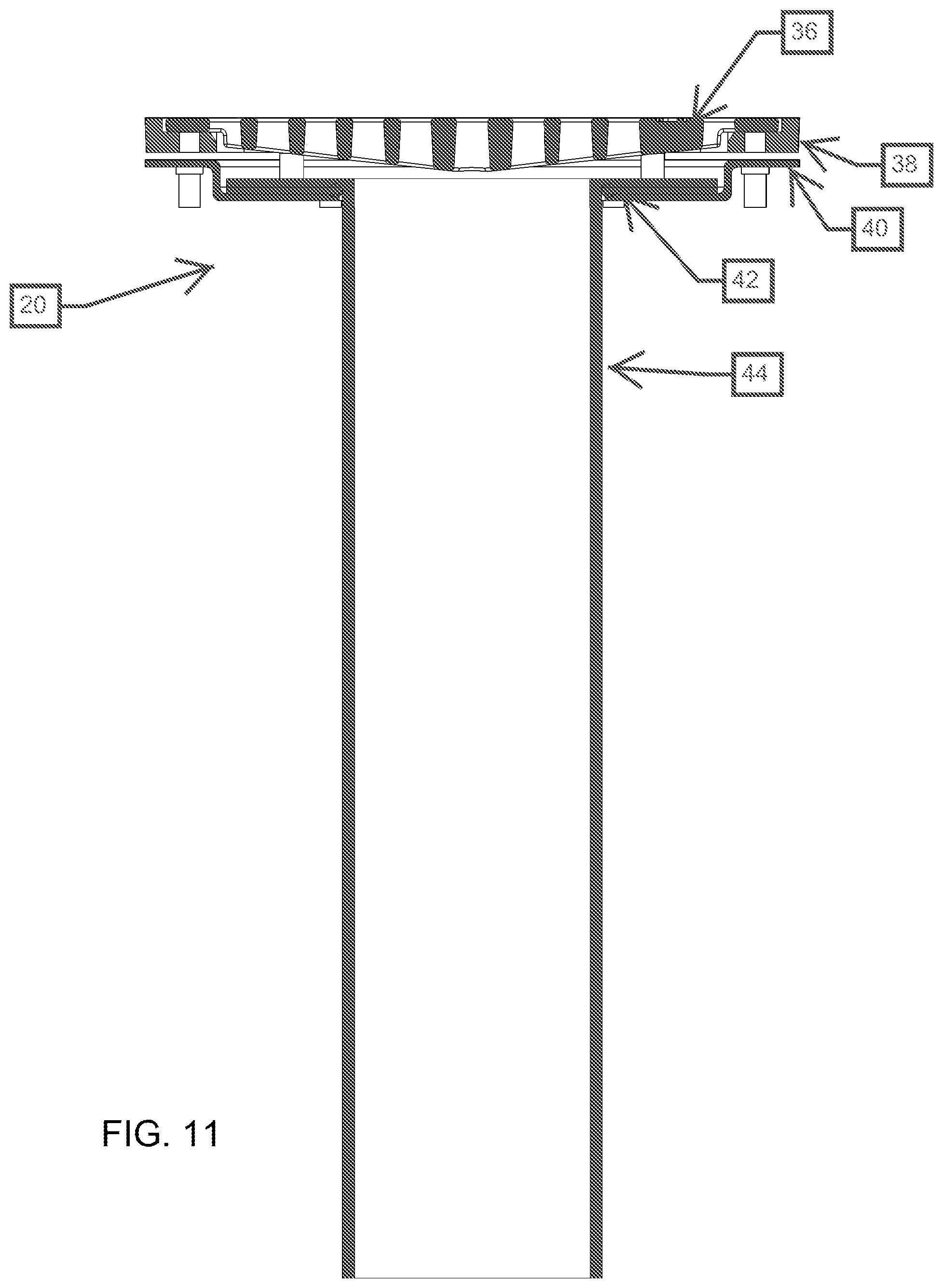 Patent US12320112 Figure 11 – Modular drain assembly for pod constructed room