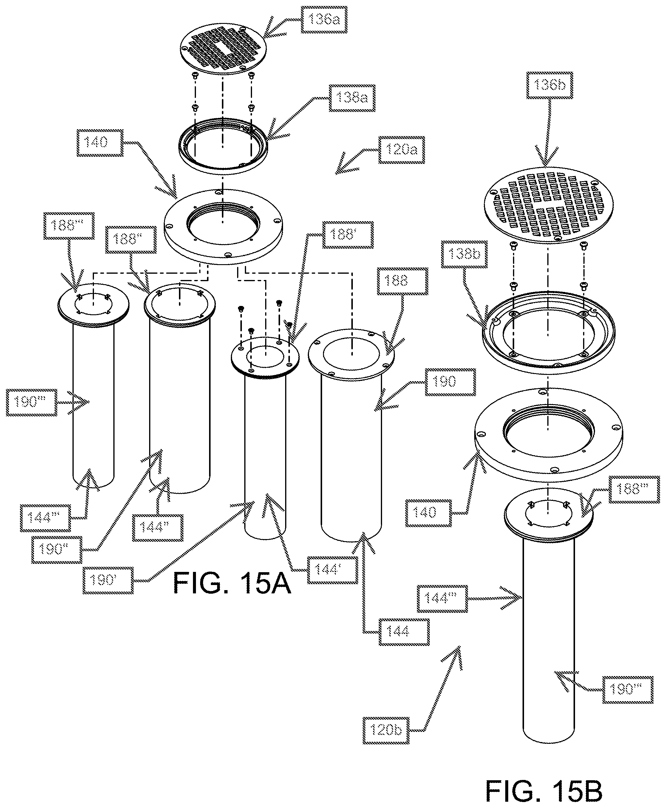 Patent US12320112 Figure 15 – Modular drain assembly for pod constructed room