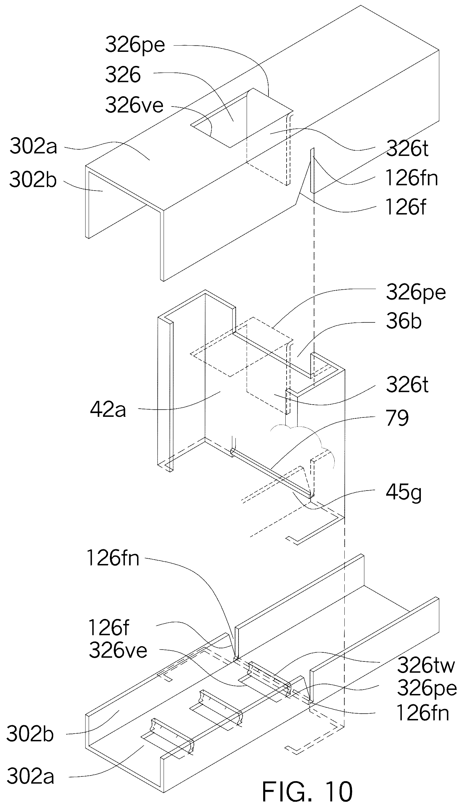 Patent US12320113 Figure 5 – Metal framing self-locking connectors