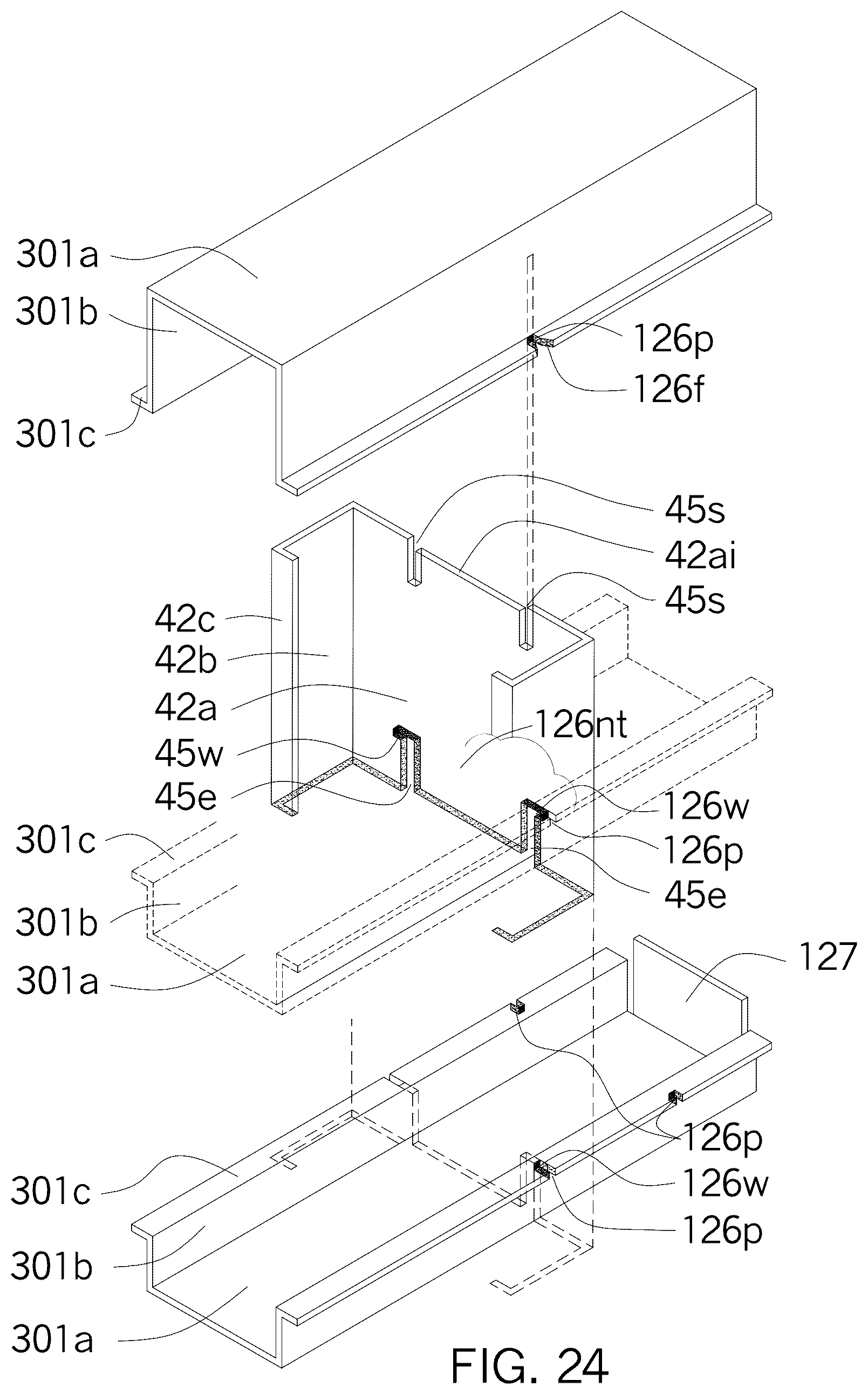 Patent US12320113 Figure 14 – Metal framing self-locking connectors