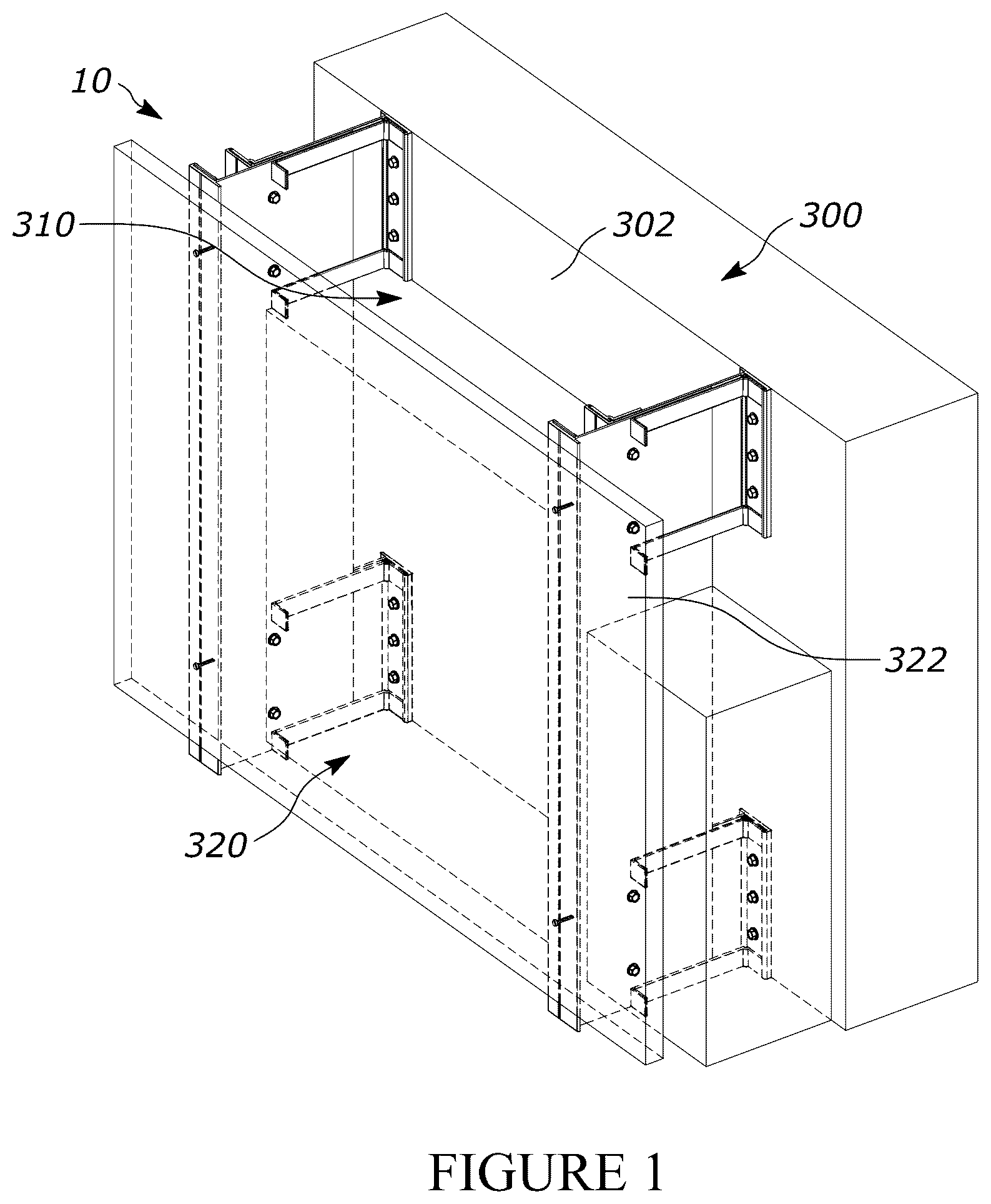 Patent US12320114 Figure 1 – Method of installing an adjustable support system for a building structure