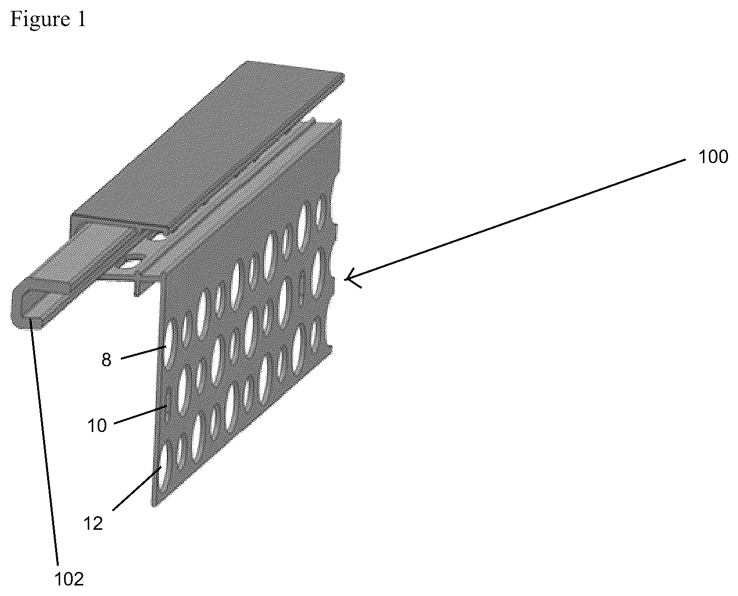 Patent US12320115 Figure 1 – Top of wall ventilation screed device and assembly