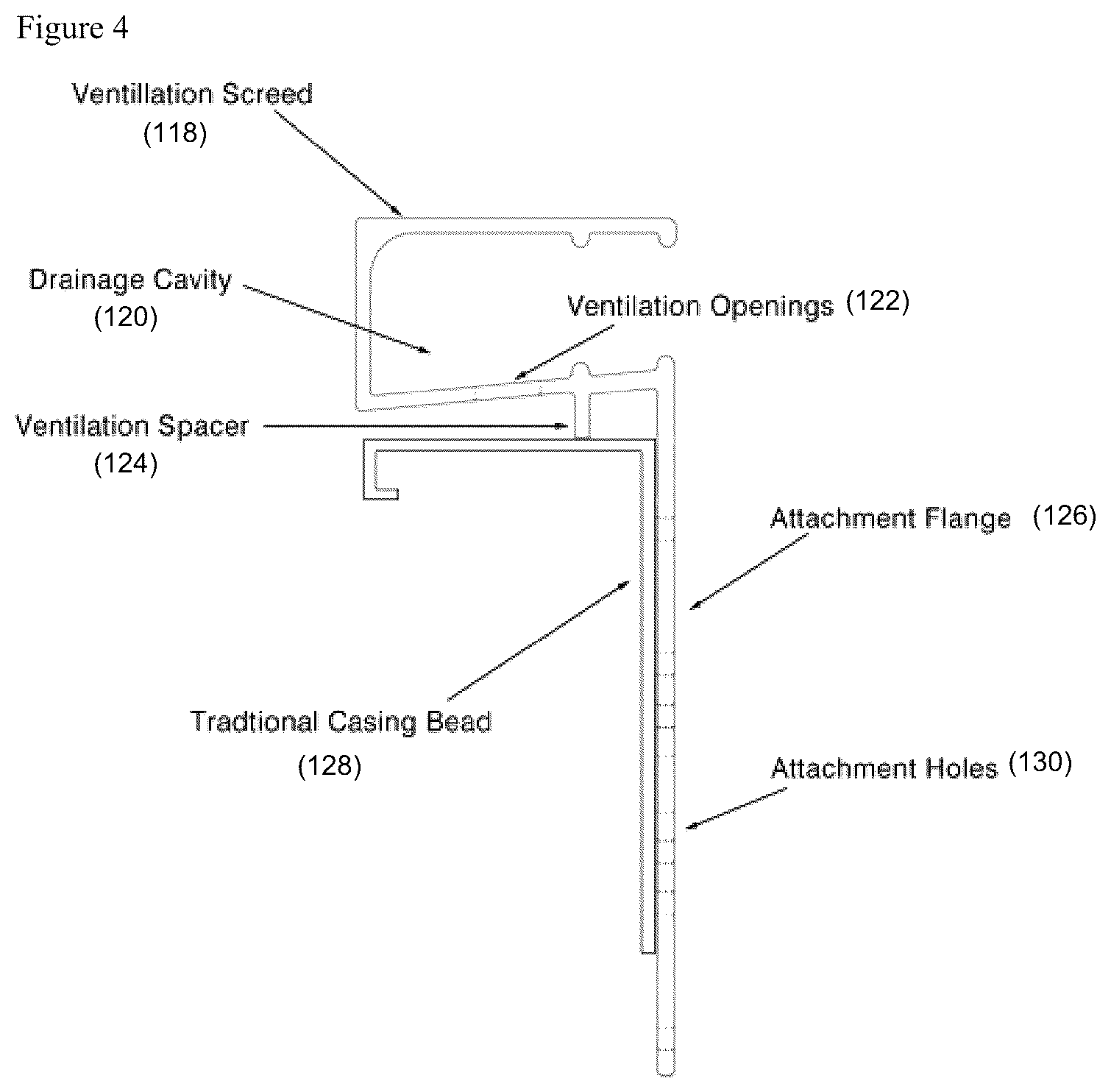 Patent US12320115 Figure 4 – Top of wall ventilation screed device and assembly