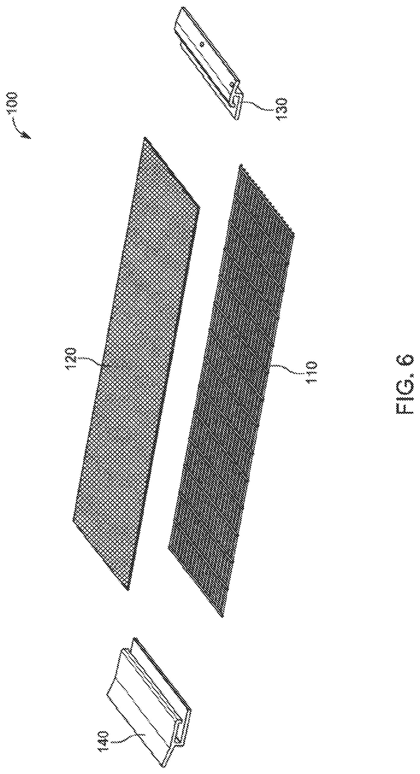 Patent US12320120 Figure 6 – Modular assemblies for gutter guard systems with customizable main bodies and screens