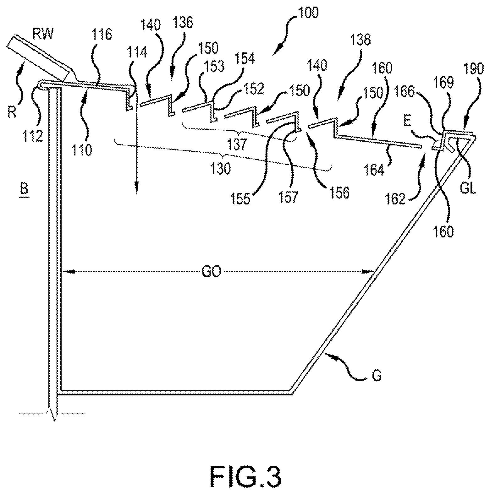Patent US12320121 Figure 3 – Stepped gutter guard