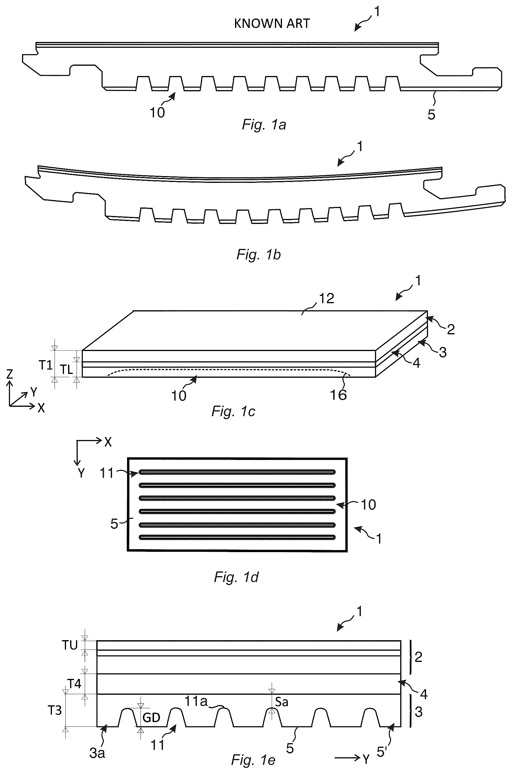 Patent US12320131 Figure 1 – Thermoplastic-based building panel comprising a balancing layer