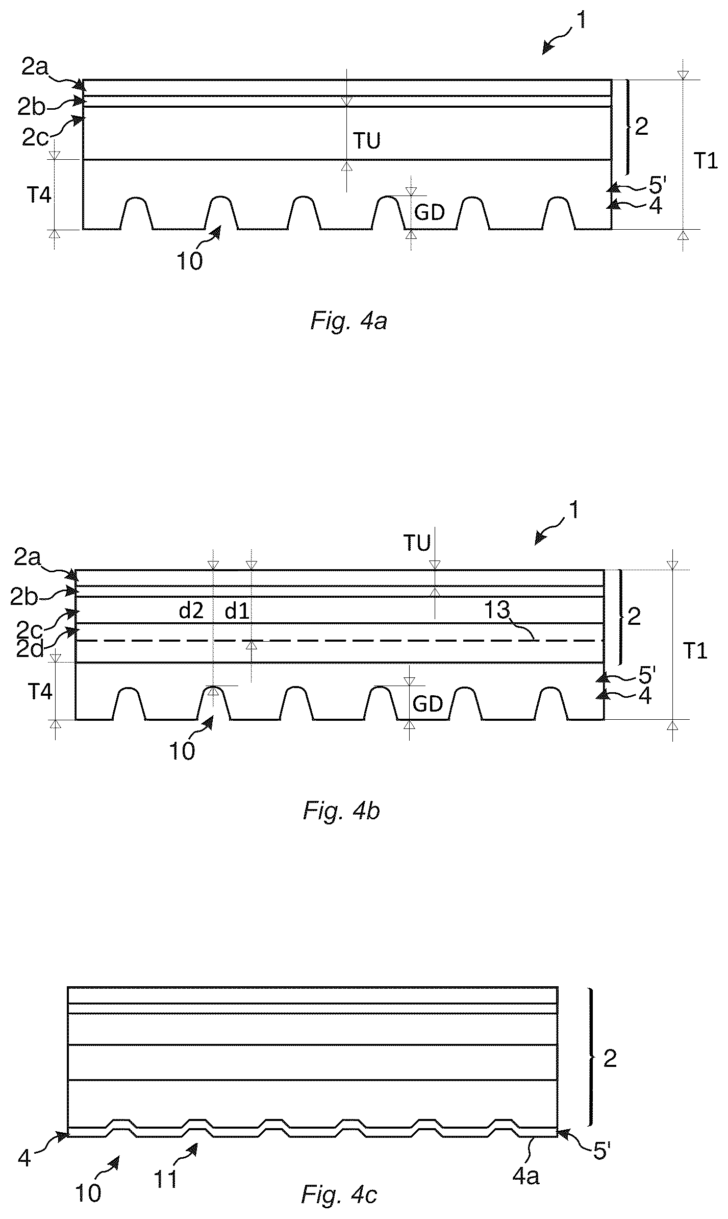 Patent US12320131 Figure 4 – Thermoplastic-based building panel comprising a balancing layer