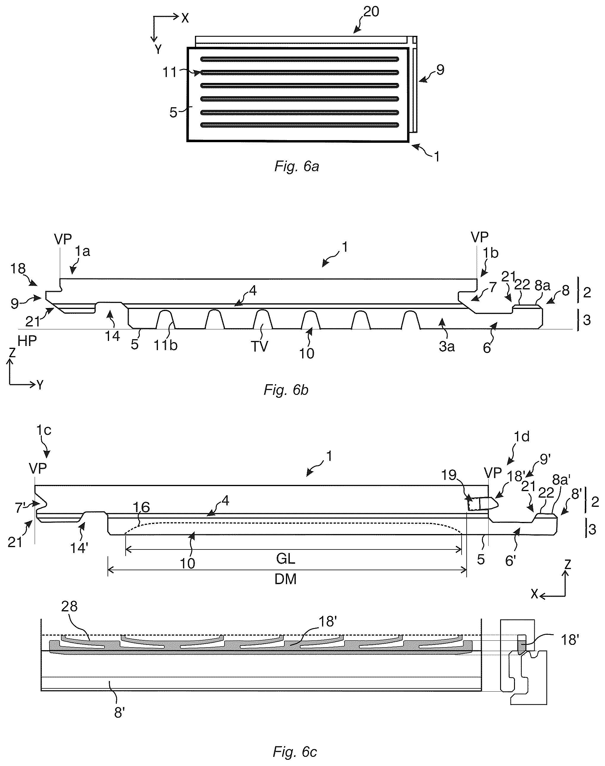 Patent US12320131 Figure 6 – Thermoplastic-based building panel comprising a balancing layer