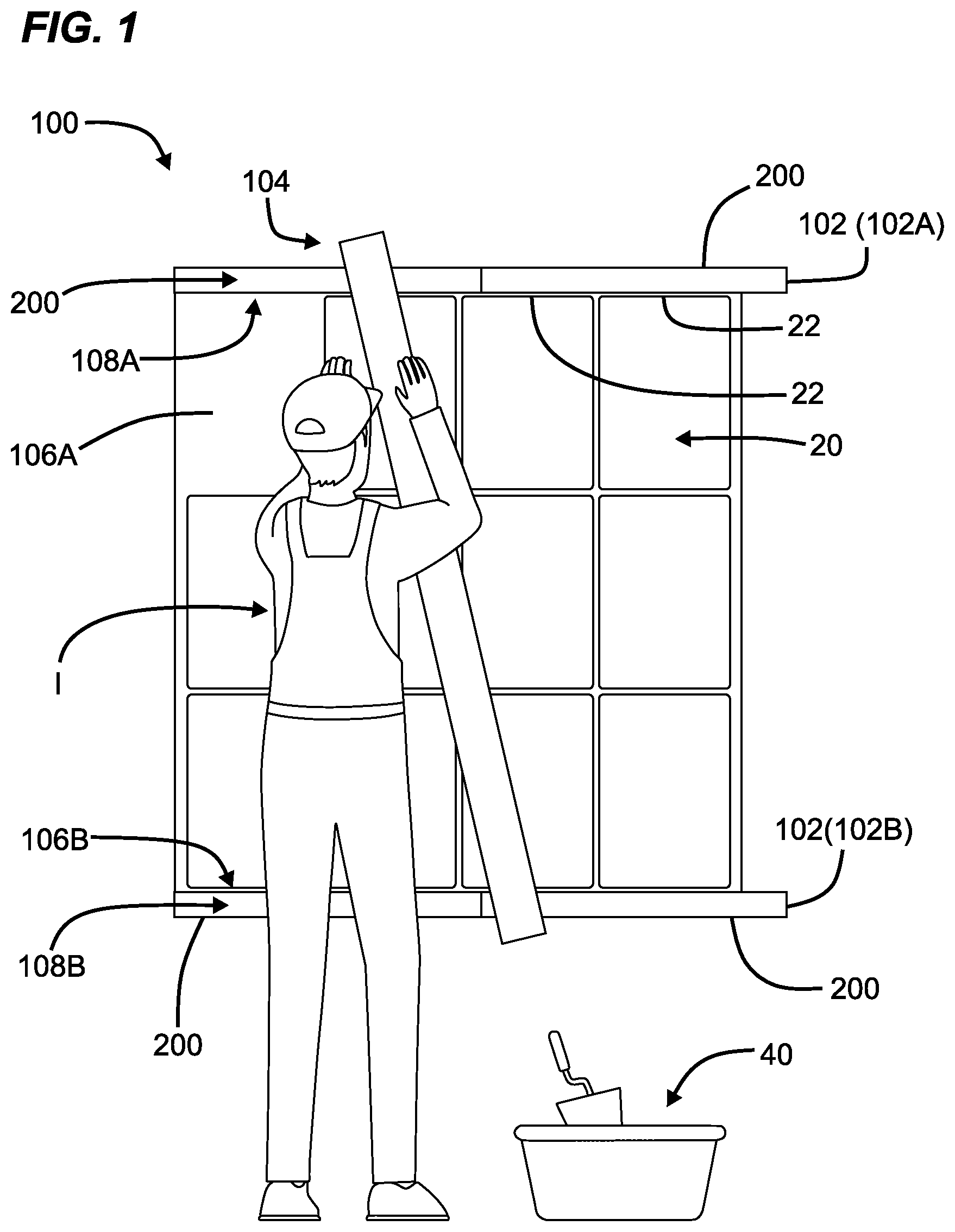 Patent US12320132 Figure 1 – Tile leveling system