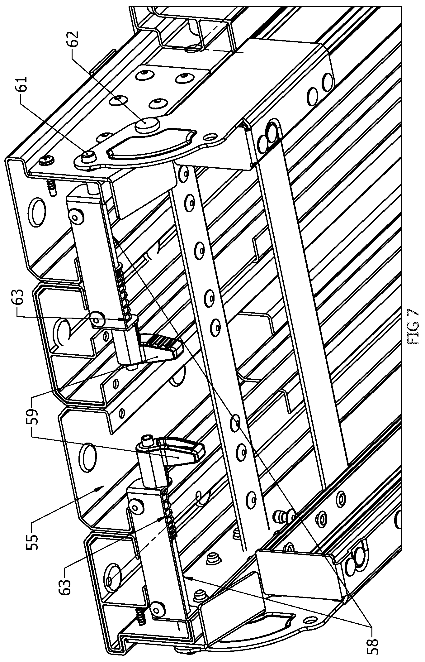 Patent US12320133 Figure 7 – Stairway work platform and method