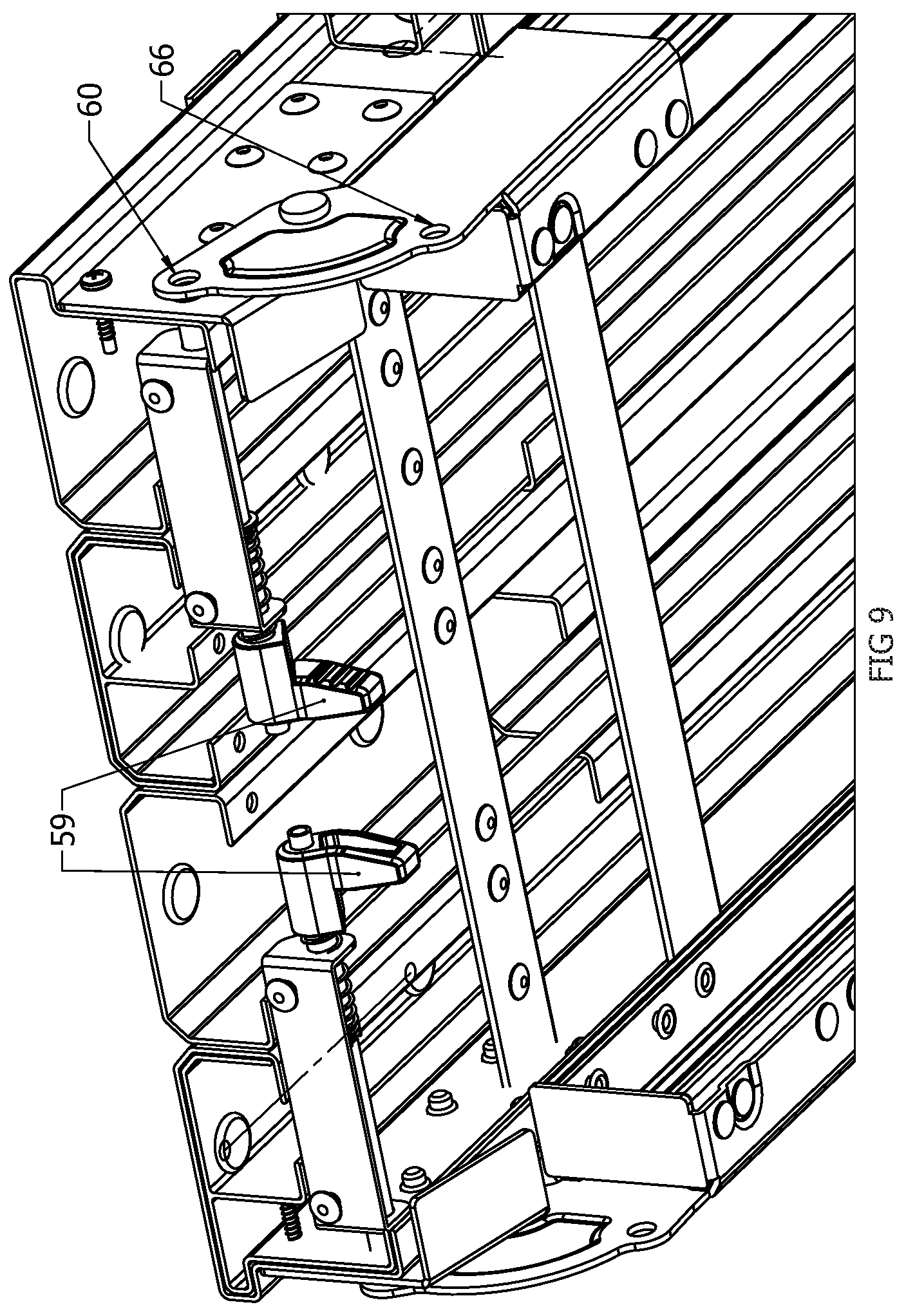 Patent US12320133 Figure 9 – Stairway work platform and method