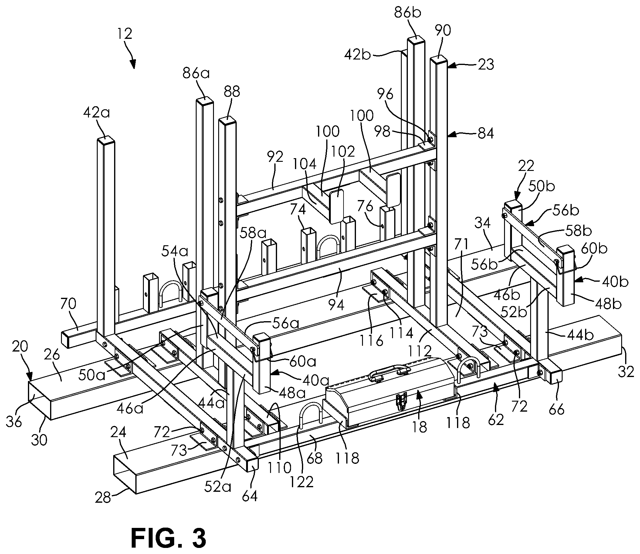 Patent US12320135 Figure 3 – Rack apparatus