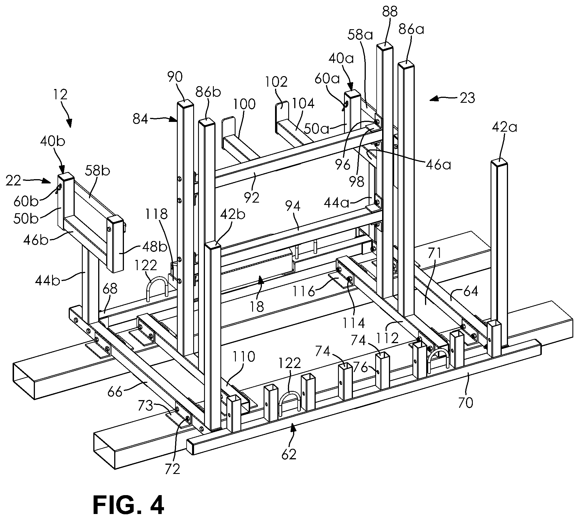 Patent US12320135 Figure 4 – Rack apparatus