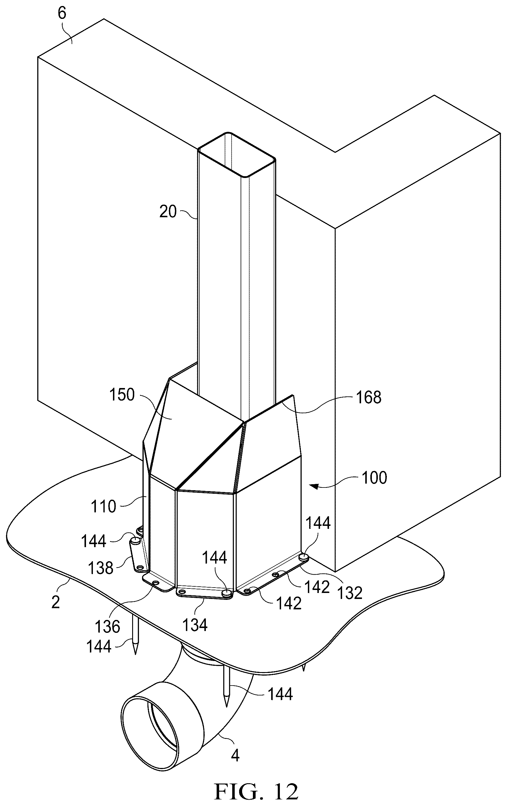 Patent US12320138 Figure 7 – Mailbox post protector with internal toolless interlock