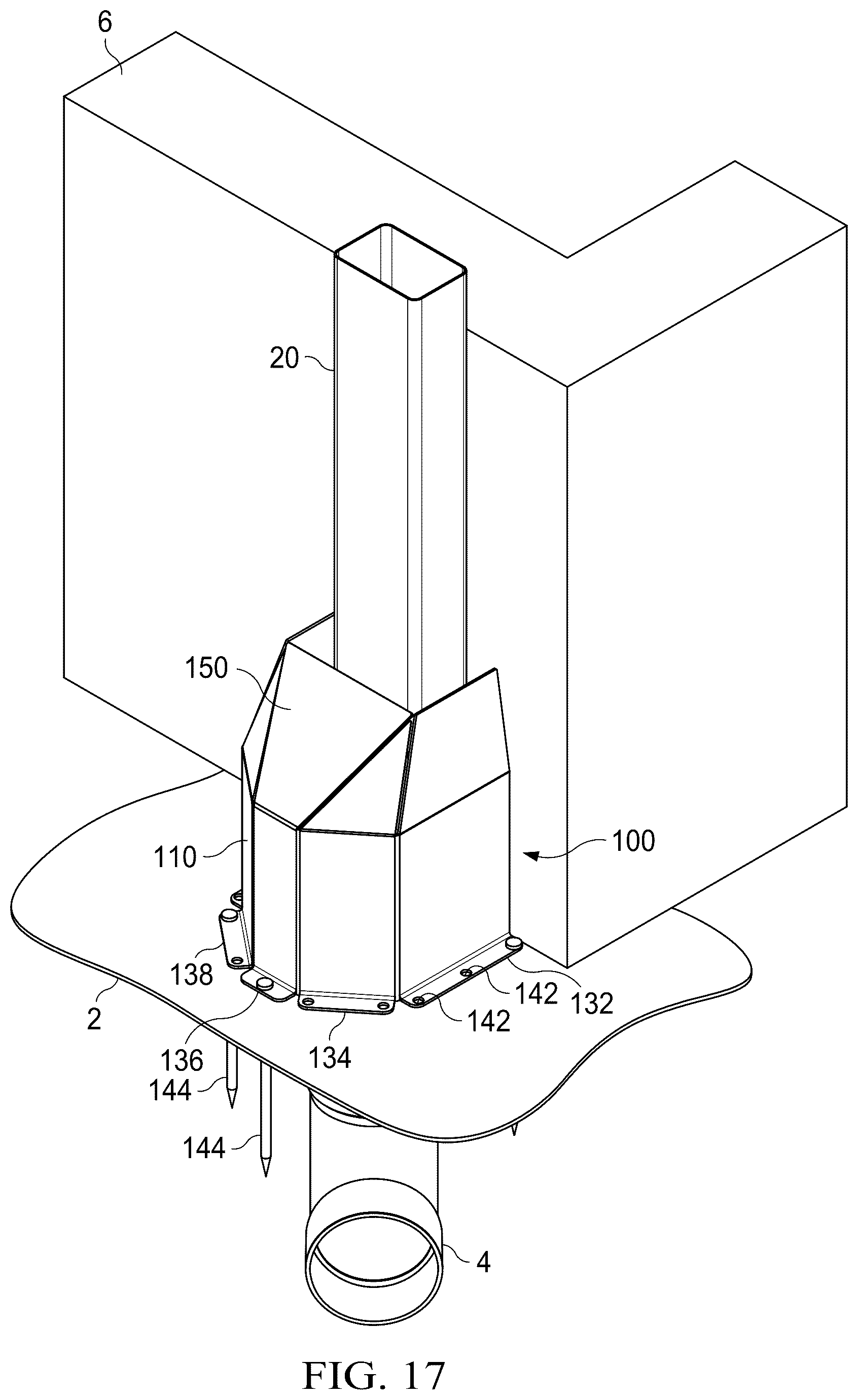Patent US12320138 Figure 12 – Mailbox post protector with internal toolless interlock